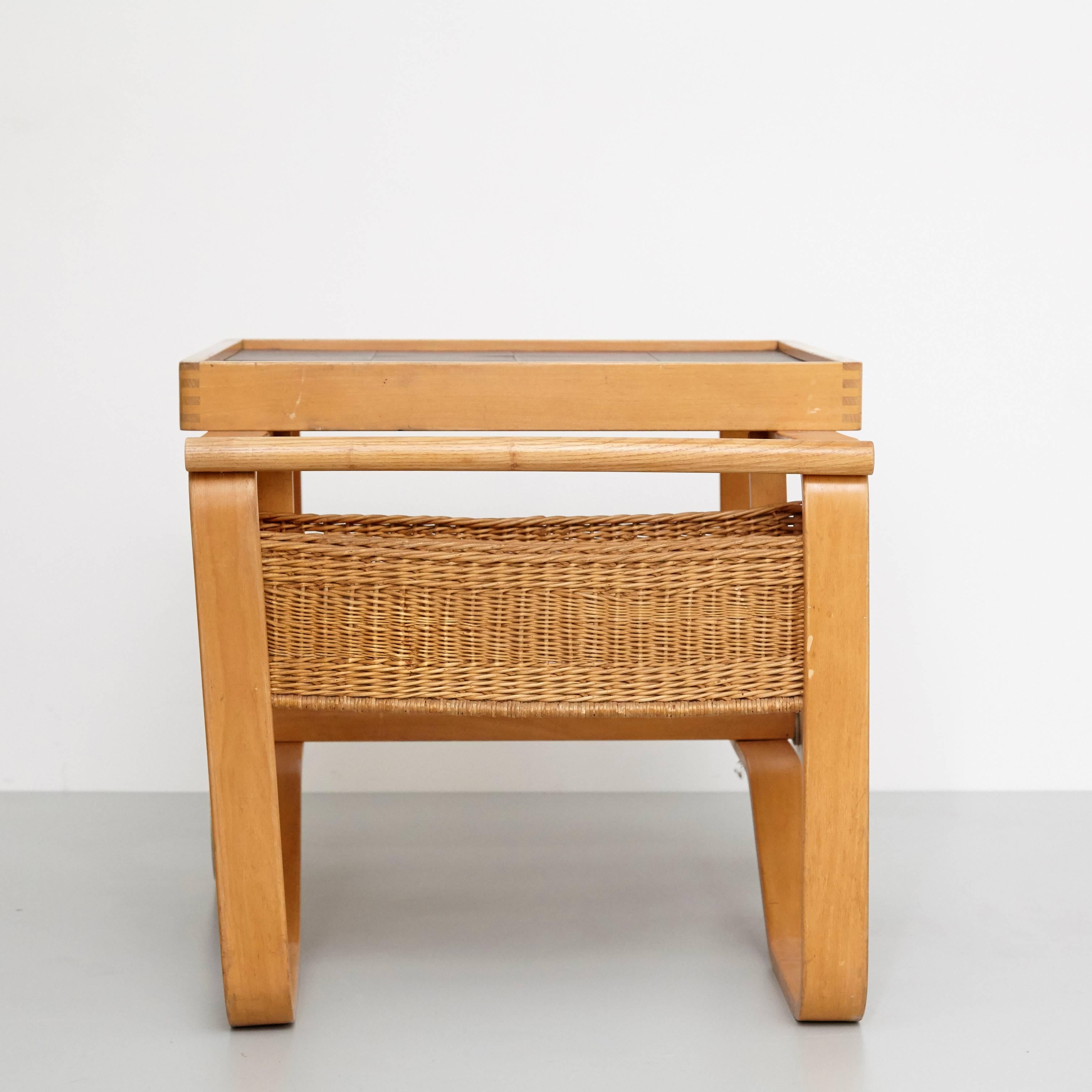 Alvar Aalto Mid-Century Modern Wood, Tiles and Rattan Tea Trolley Model 900 1
