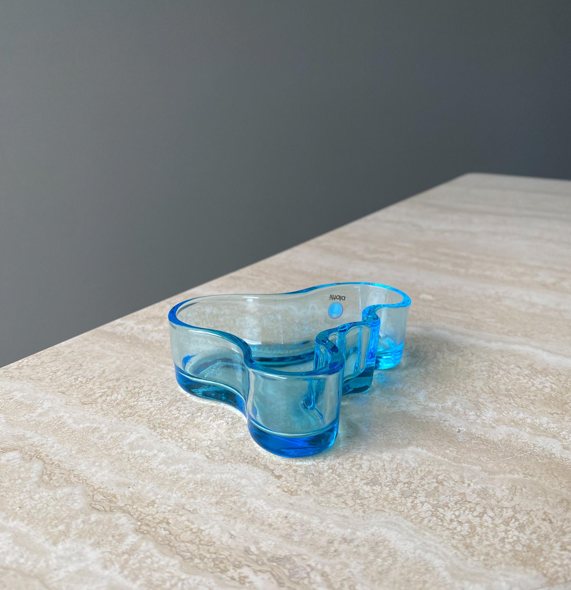 Glass Alvar Aalto Mini Blue Vase for Iittala, 1980s For Sale