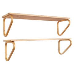 Retro Alvar Aalto Model 112b Mid Century Finnish Birch Wall Mount Shelf - Pair