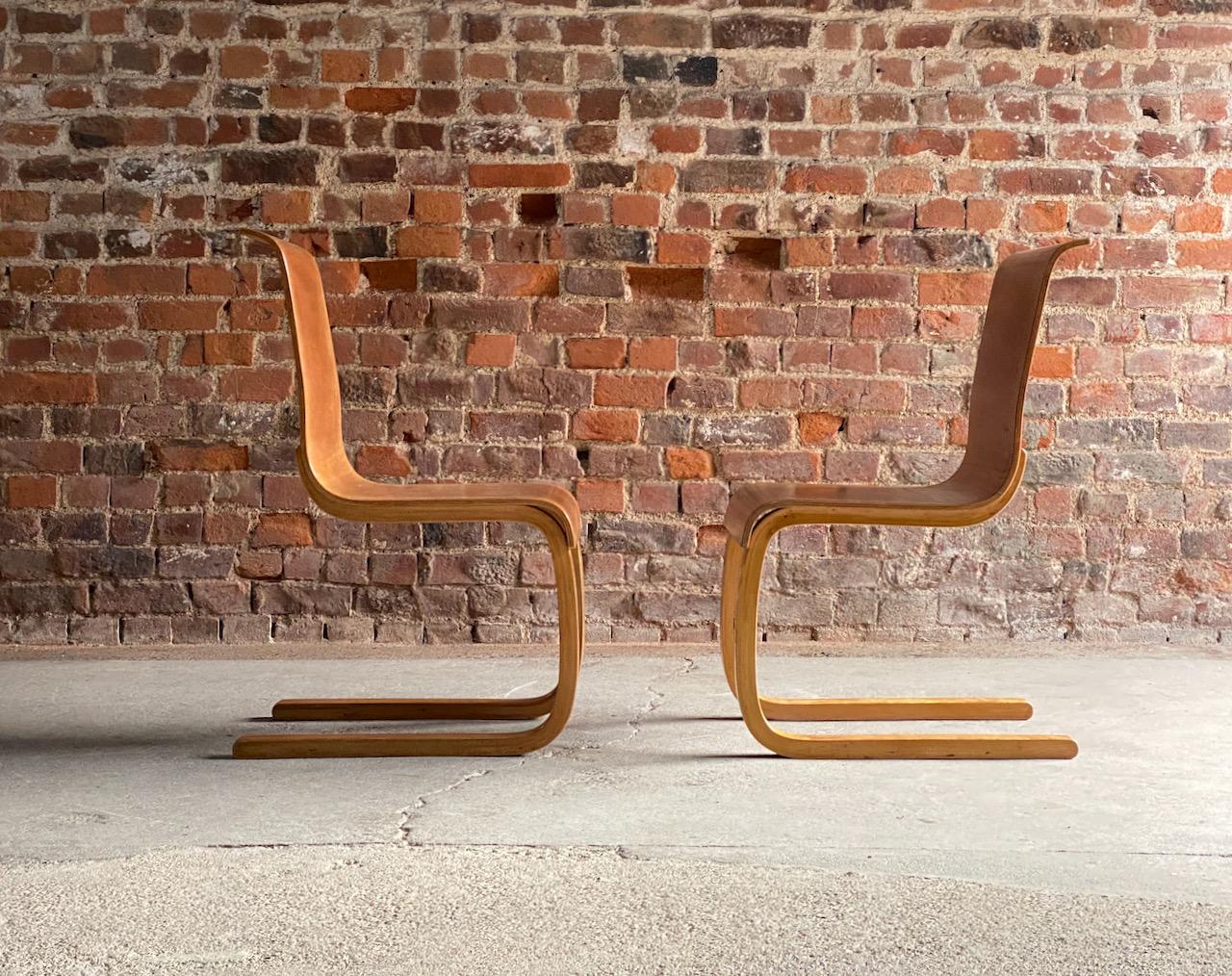 Beech Alvar Aalto Model 21 Cantilever Side Chairs by Finmar, Pair, Finland, circa 1935 For Sale