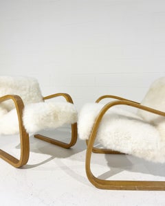 Alvar Aalto Model 34/402 Chairs in Cashmere Shearling