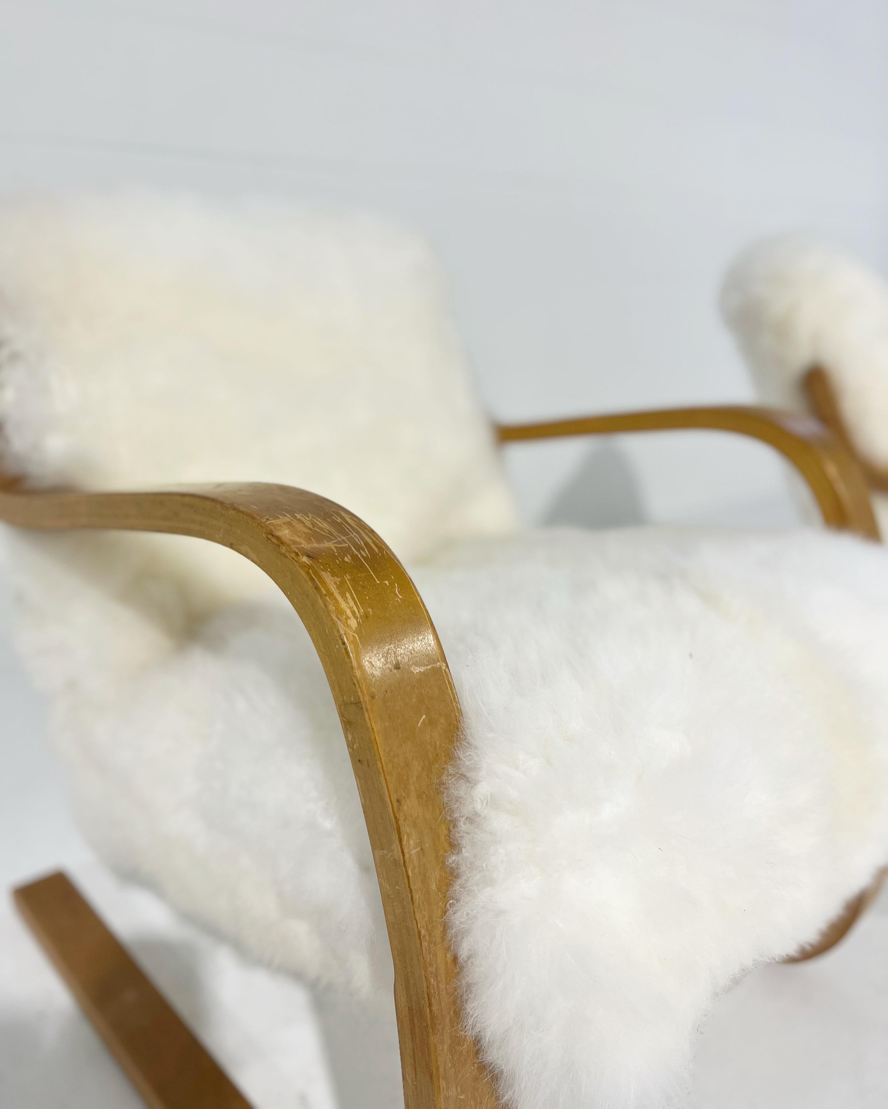 Fur Alvar Aalto Model 34/402 Chairs in Cashmere Shearling