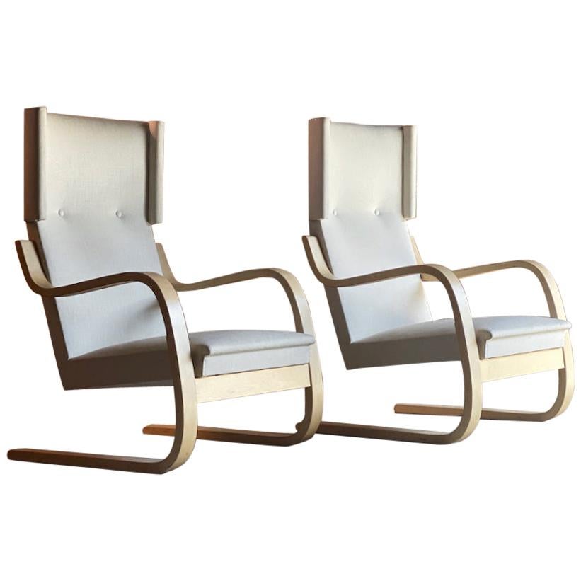 Alvar Aalto Model 401 Armchairs Matching Pair Artek Midcentury Design, Finland