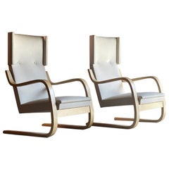 Alvar Aalto Model 401 Armchairs Matching Pair Artek Midcentury Design, Finland