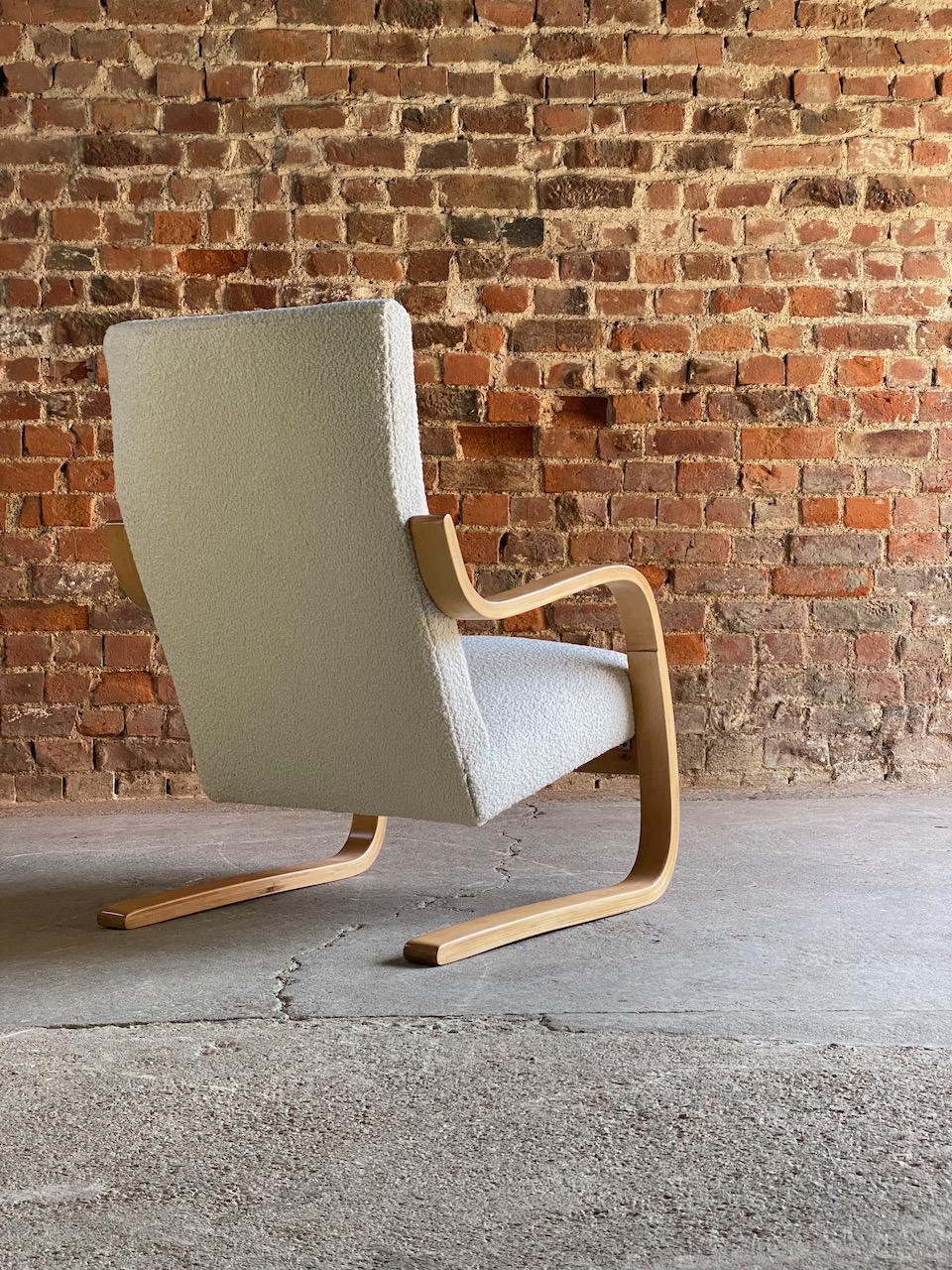 Finnish Alvar Aalto Model 401 Lounge Chair in Bouclé Finland circa 1938 No 2 For Sale