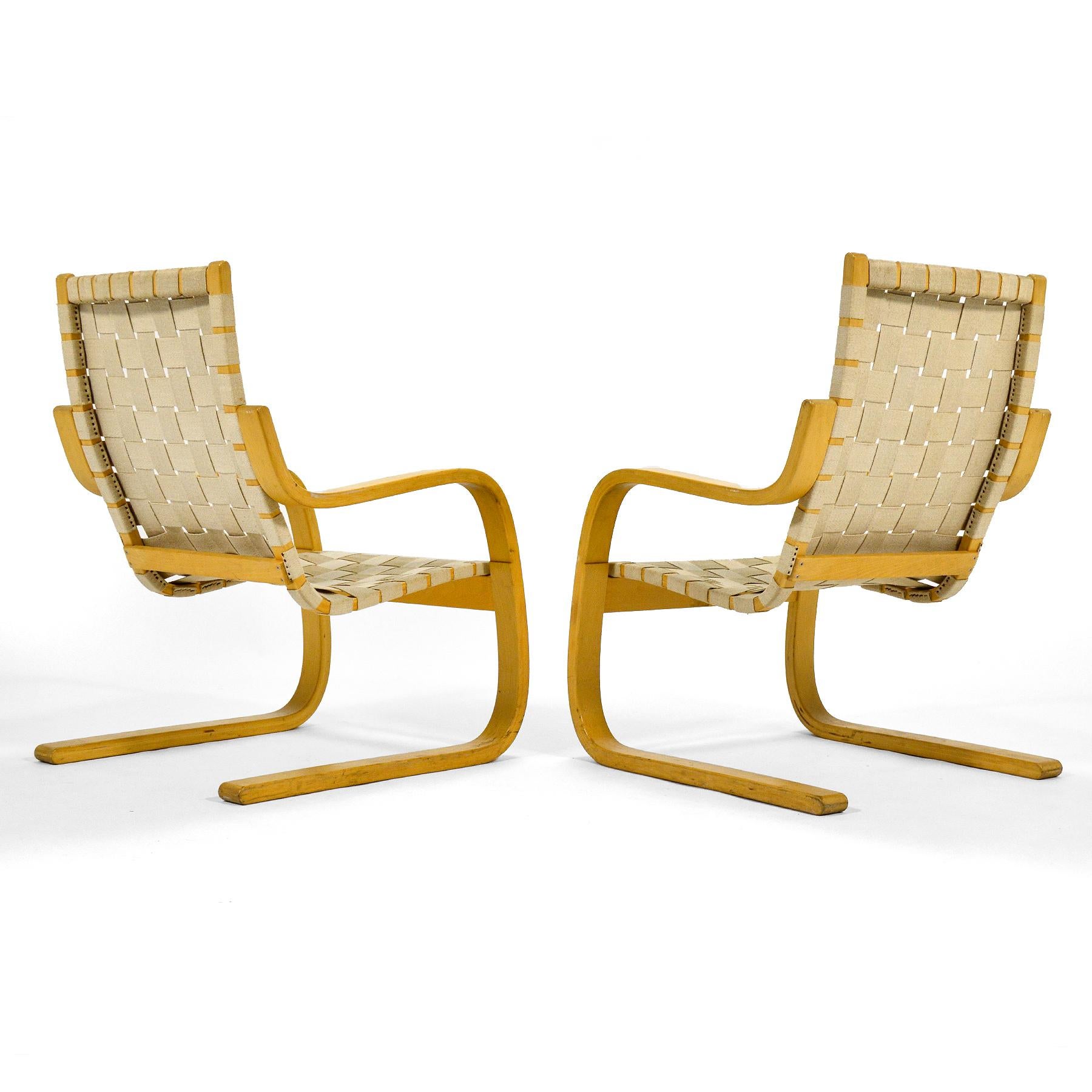 Finnish Alvar Aalto Model 406 Lounge Chairs For Sale