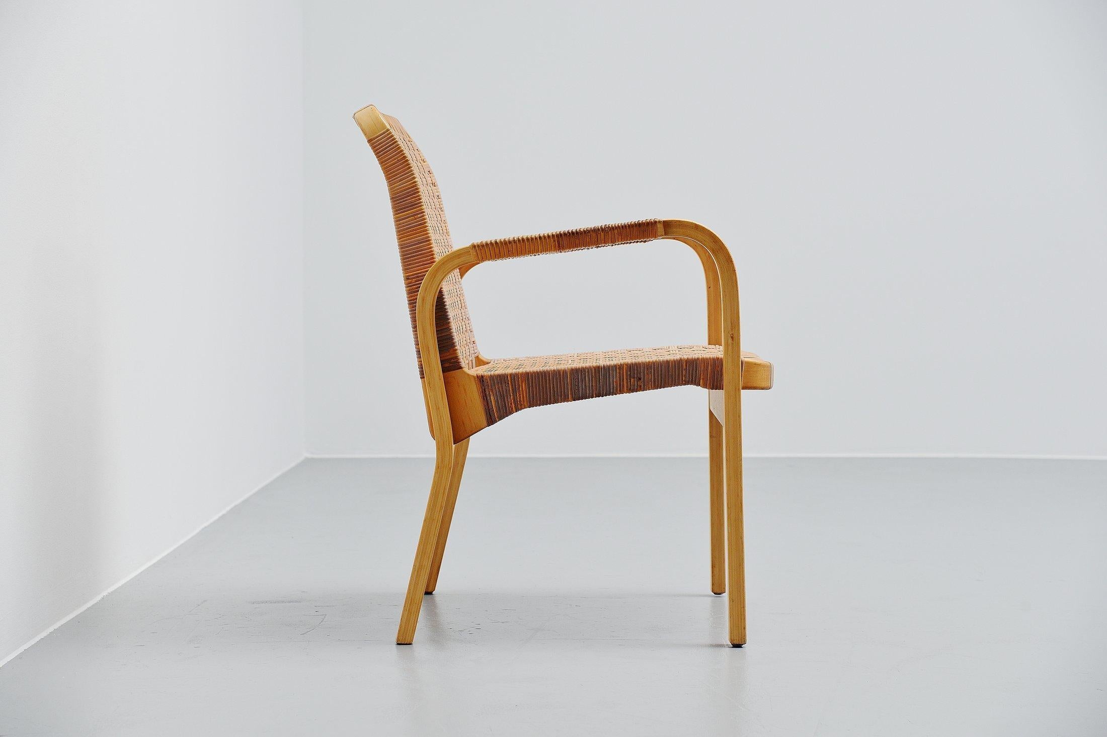 Mid-20th Century Alvar Aalto Model 45 Armchair Cane Artek, Finland, 1947