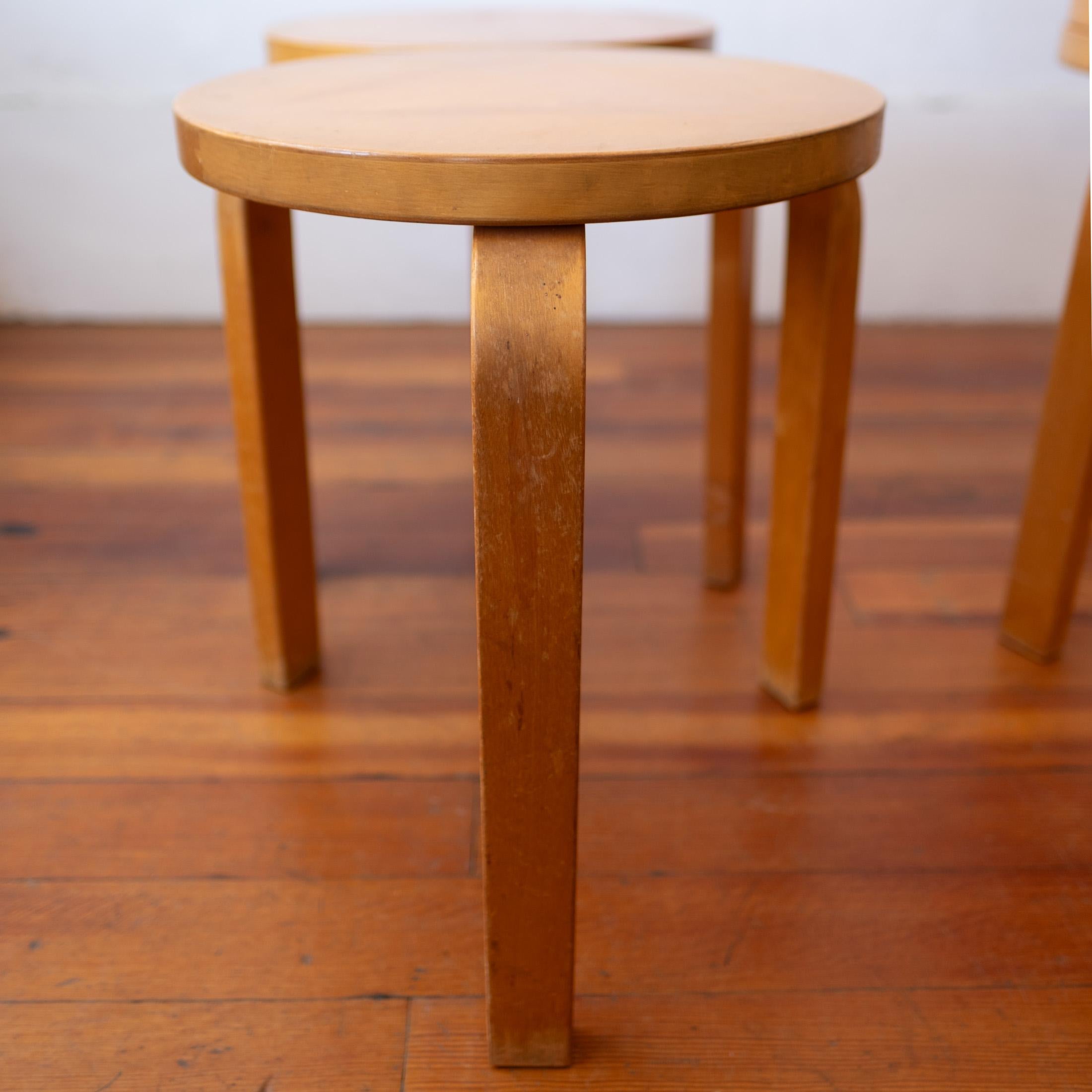 Alvar Aalto+Aalto Model No 60 Tabourets empilables en bouleau pour Artek 1950s en vente 3