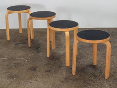 Alvar Aalto Model 60 Stools with Black Top
