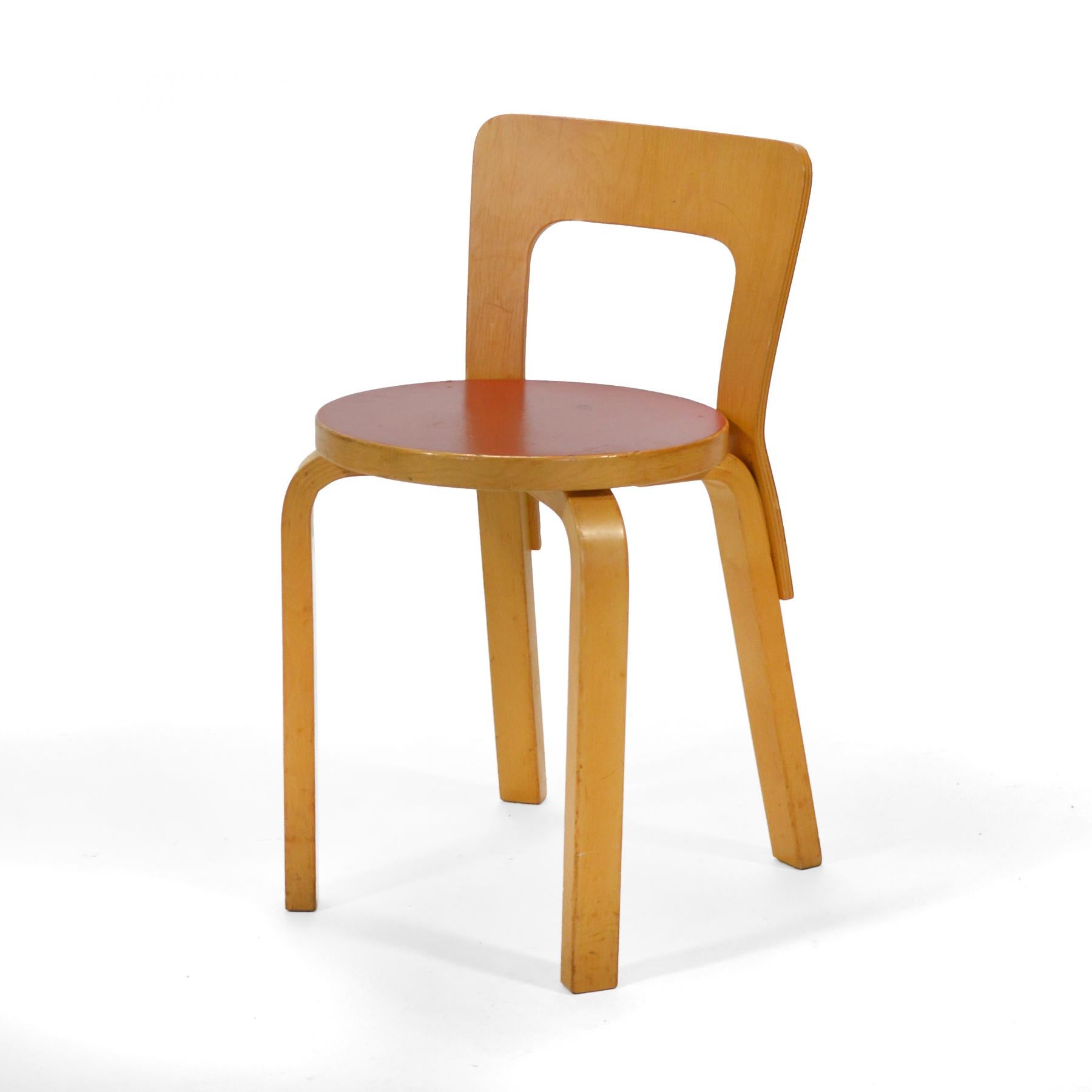 Alvar Aalto Model 65 Chair with Red Seat by Artek at 1stDibs 