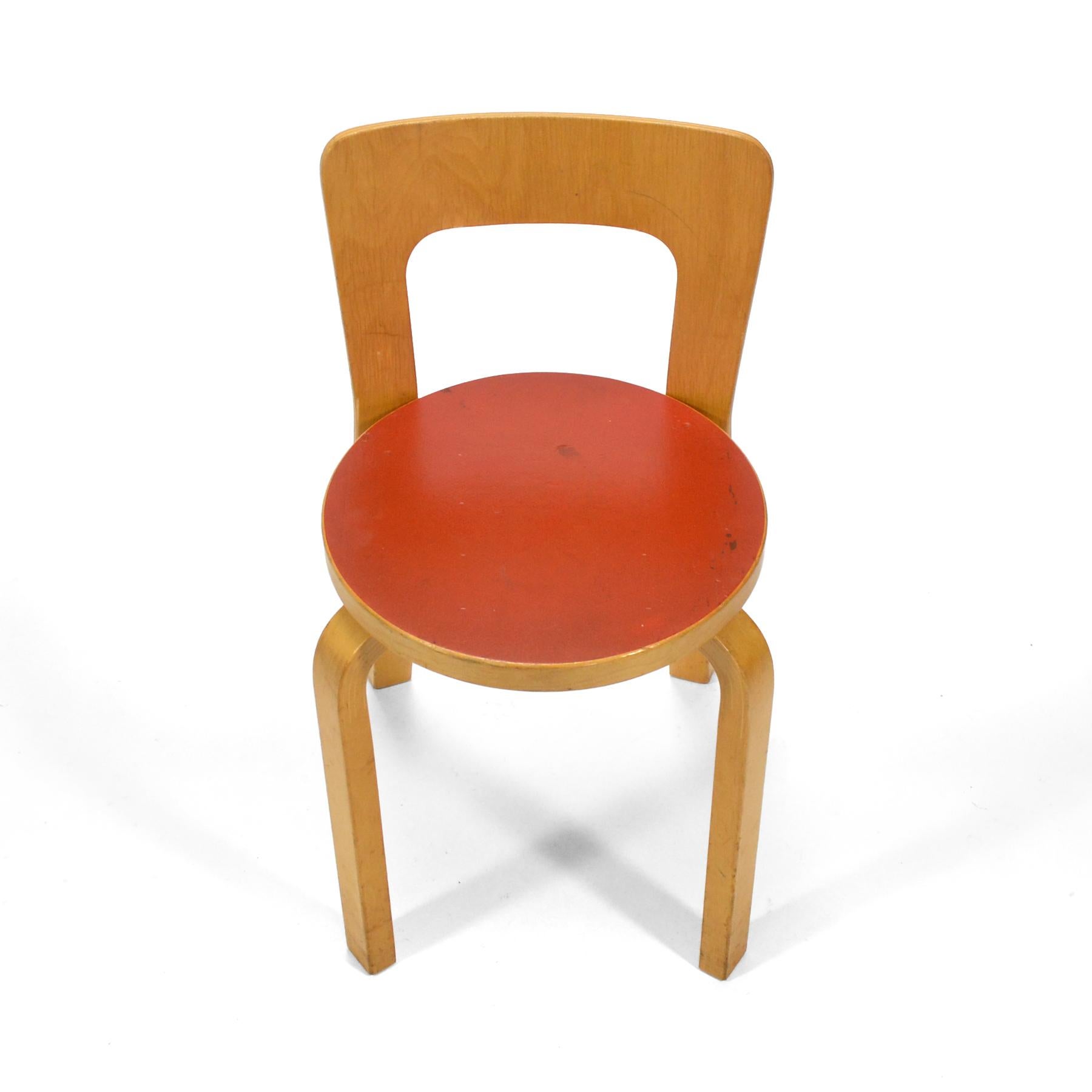 Mid-20th Century Alvar Aalto Model 65 Chair with Red Seat by Artek