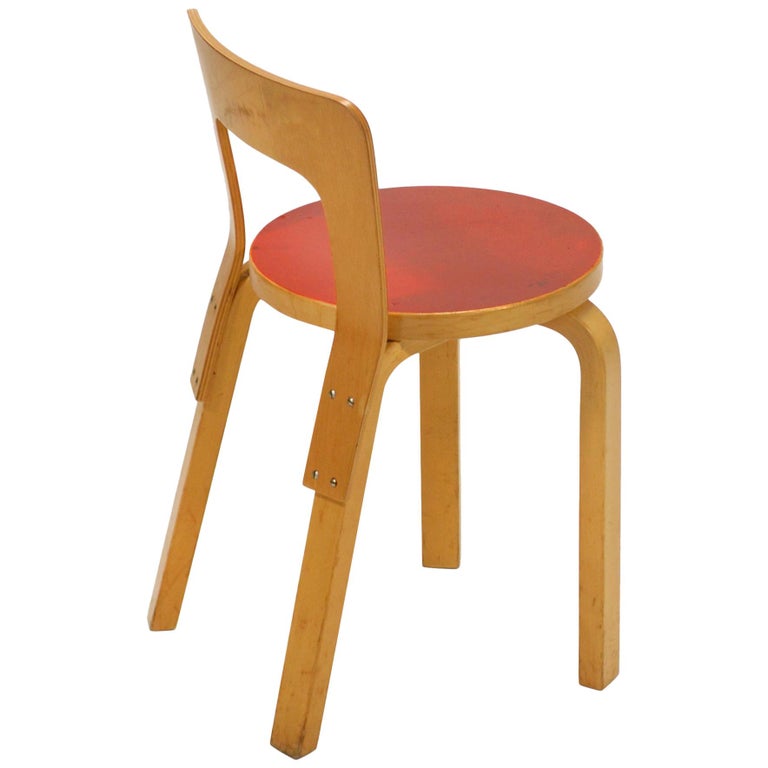 Alvar Aalto Model 65 Chair with Red Seat by Artek at 1stDibs | alvar aalto  65, artek alvar aalto, alvar aalto stol 65