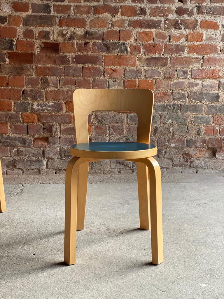 Finnish Alvar Aalto Model 65 Dining Chairs by Artek Finland, circa 1950s For Sale