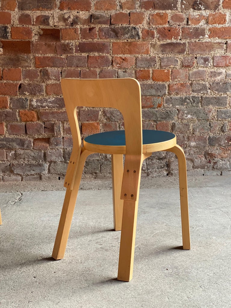 Mid-20th Century Alvar Aalto Model 65 Dining Chairs by Artek Finland, circa 1950s For Sale