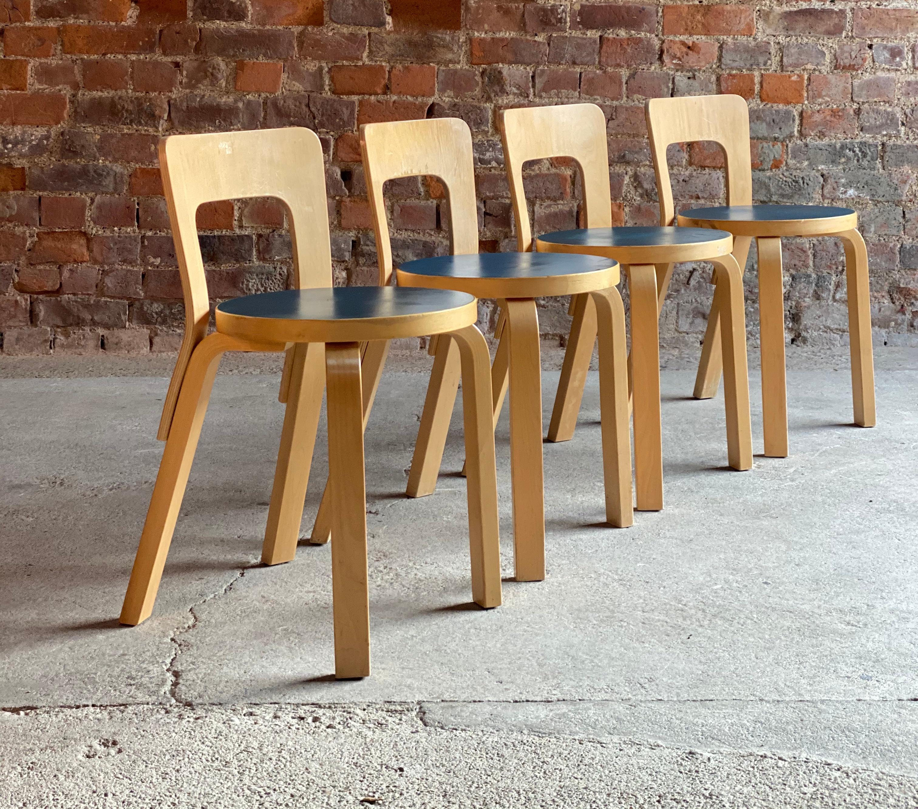 Mid-20th Century Alvar Aalto Model 65 Dining Chairs by Artek Finland, circa 1950s