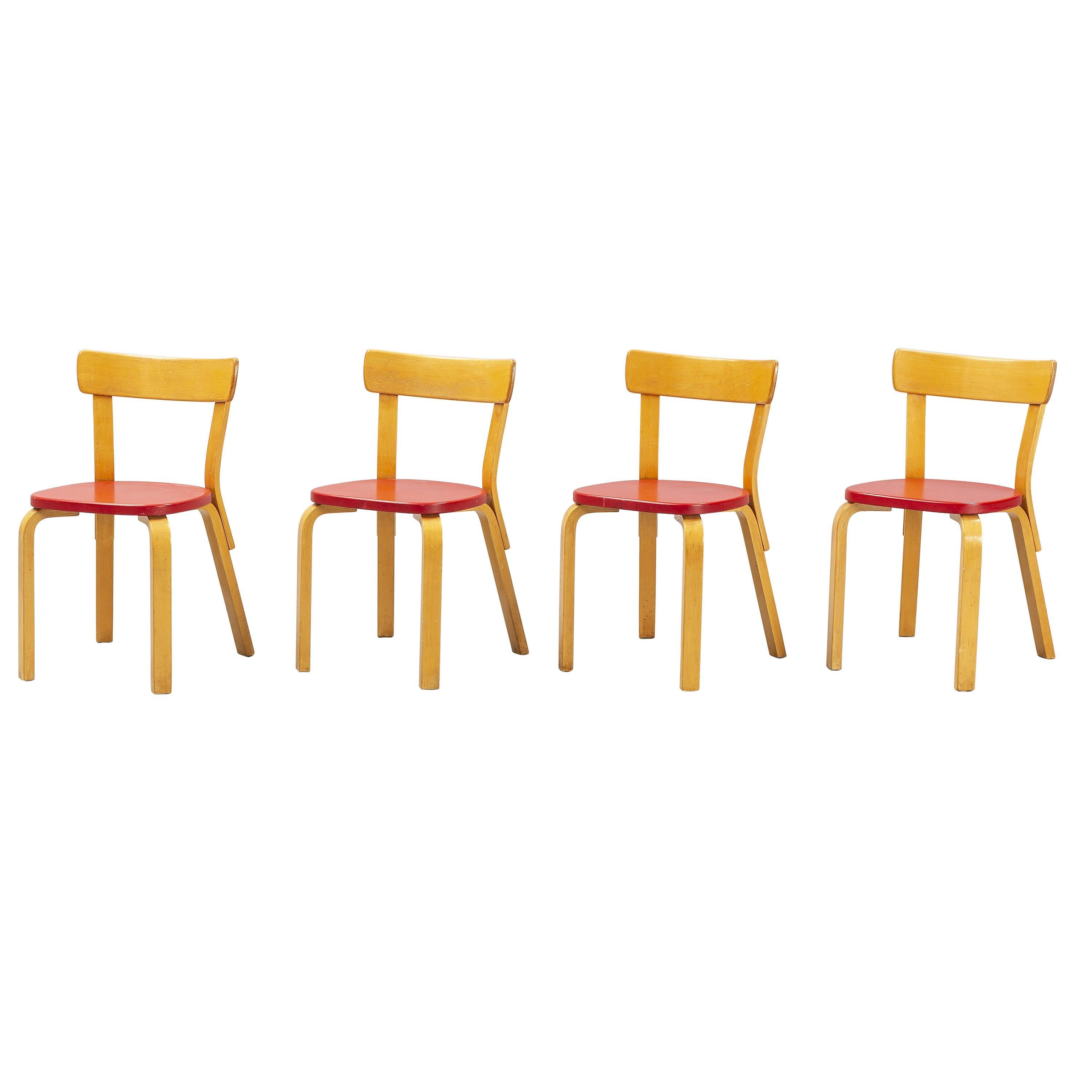 Alvar Aalto, Model 69 Chair, Set of 4 from 1950