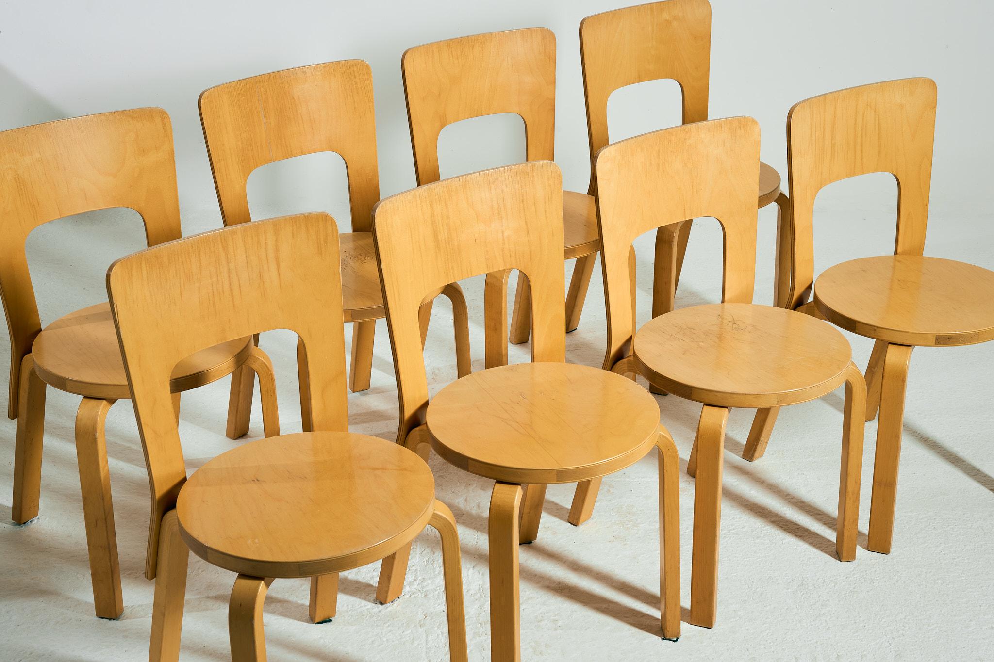 Alvar Aalto Model 83 Table and Model 66 Chairs For Sale 1