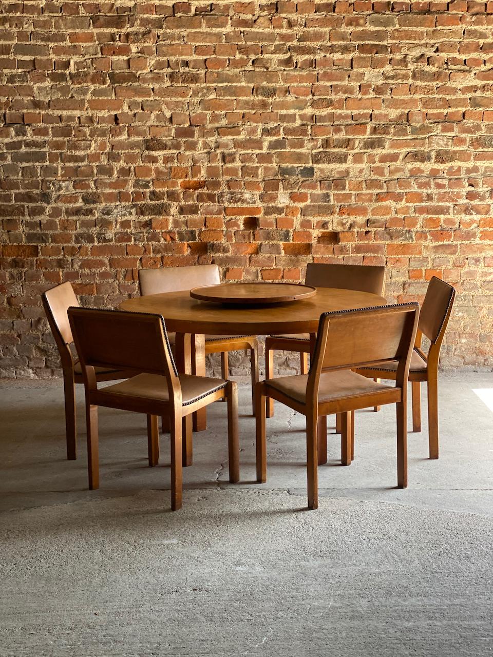 Alvar Aalto Model 91 Dining Table & Six Chairs by Finmar, Circa 1940  13