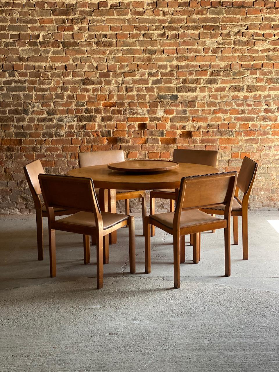 Alvar Aalto Model 91 Dining Table & Six Chairs by Finmar, Circa 1940 13