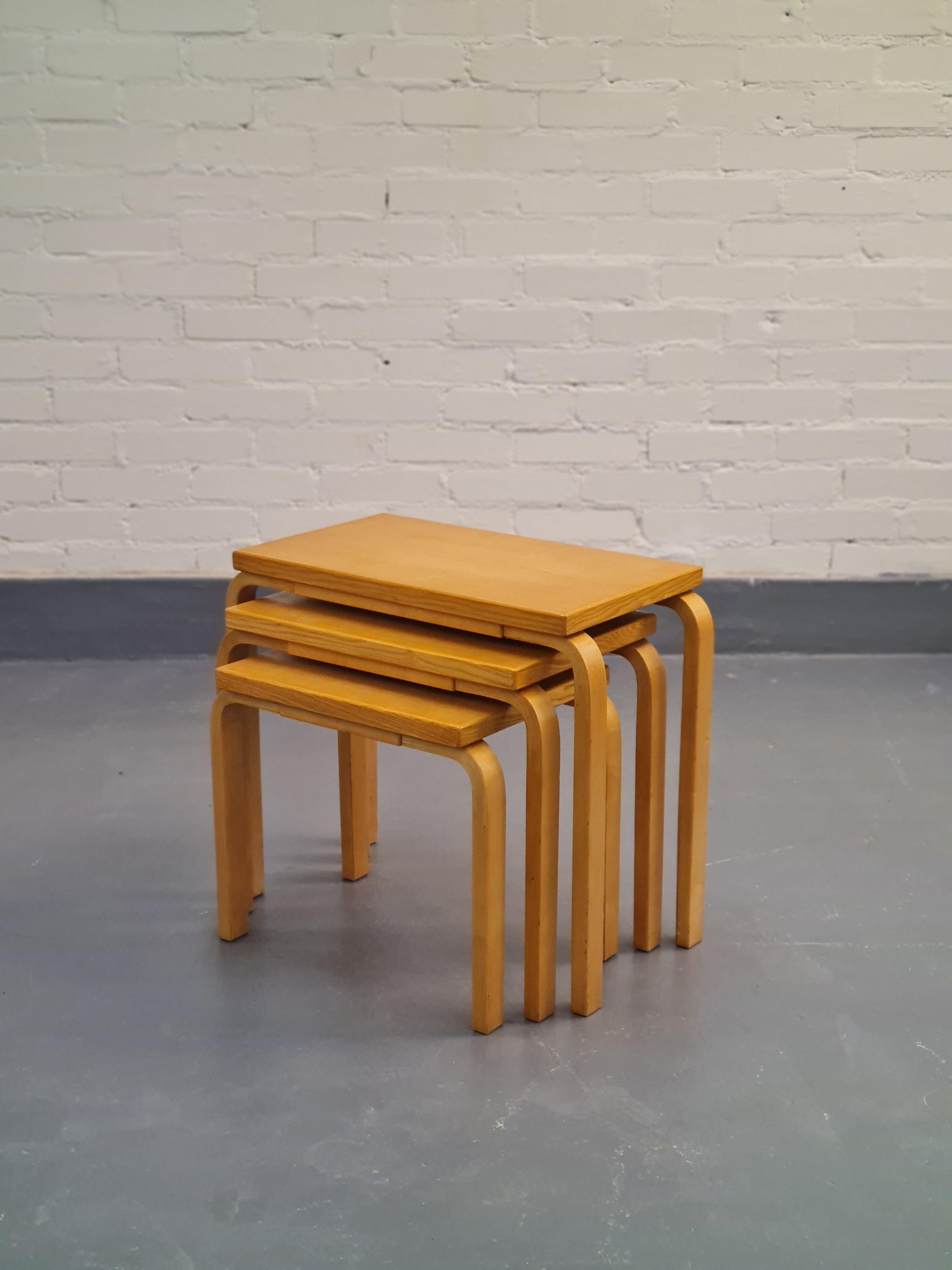 Finnish Alvar Aalto Nesting Table Set Model E88, Artek, 1950s