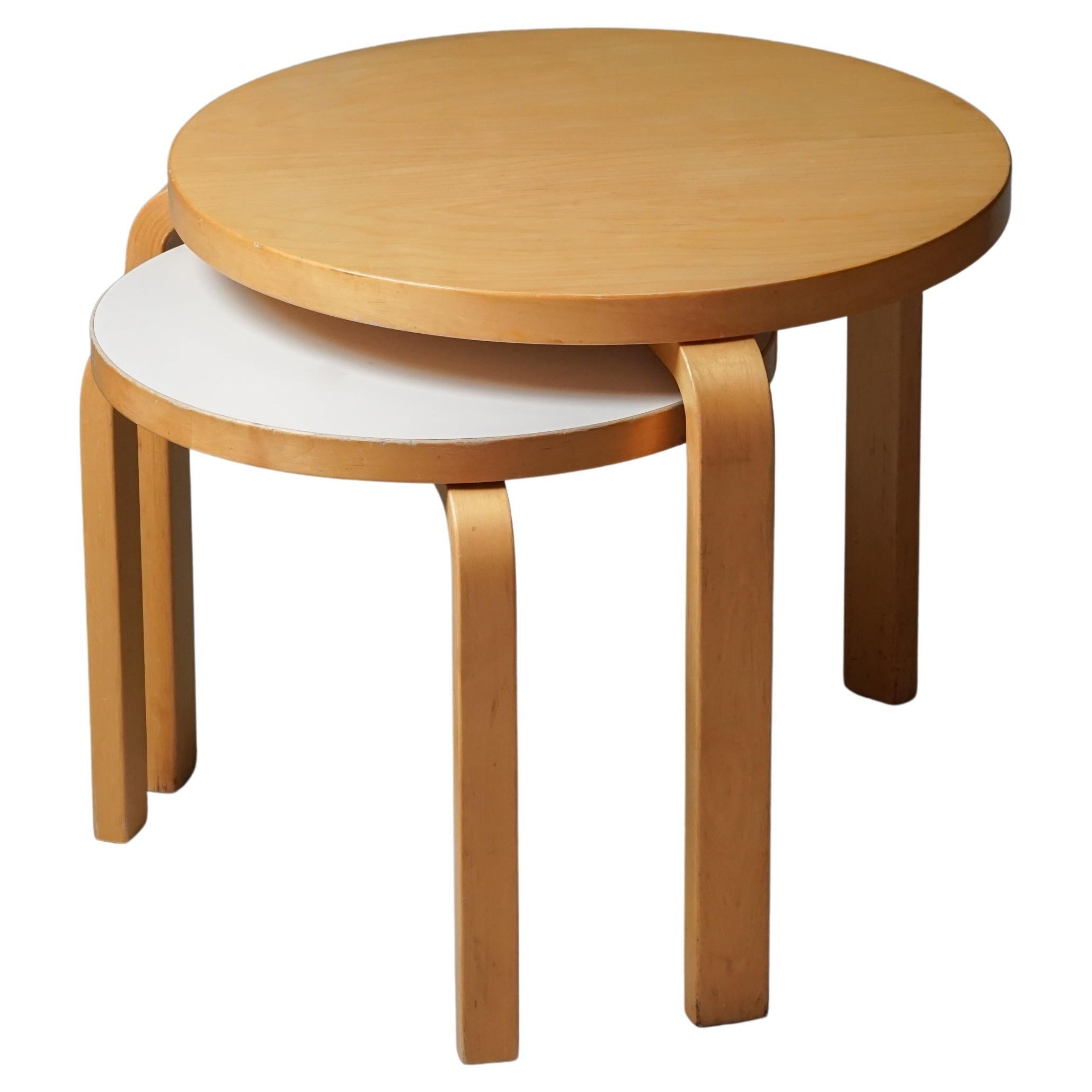 Alvar Aalto Nesting Tables Model 90C & 90D, Artek, Late 20th Century For Sale