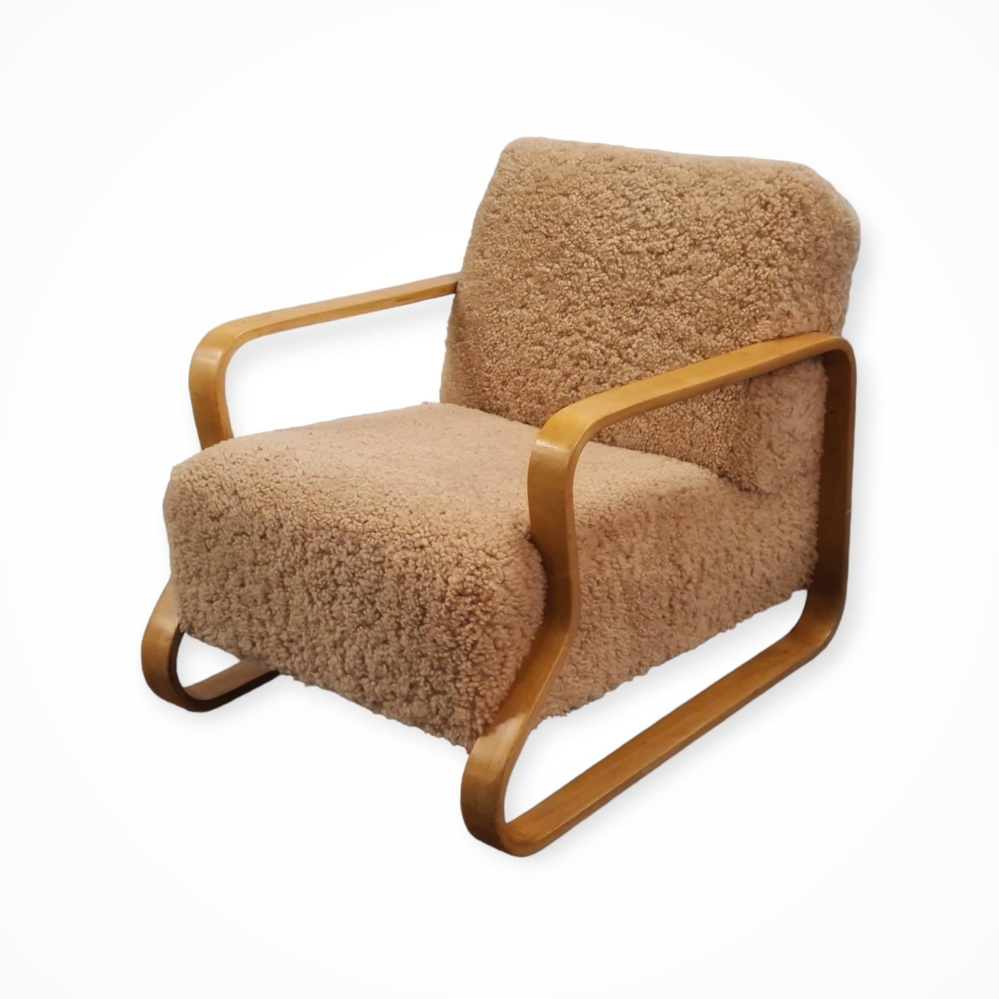 Alvar Aalto, Padded Paimio 44 Lounge chair, Artek 1950s For Sale 4