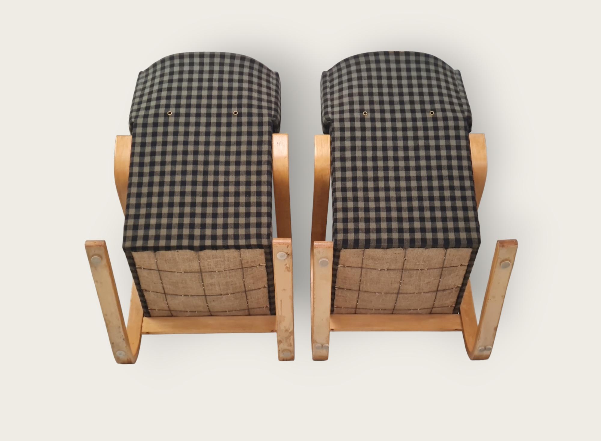 Paire de fauteuils luge Artek modèle 401, Alvar Aalto+Aalto, années 1950 en vente 3