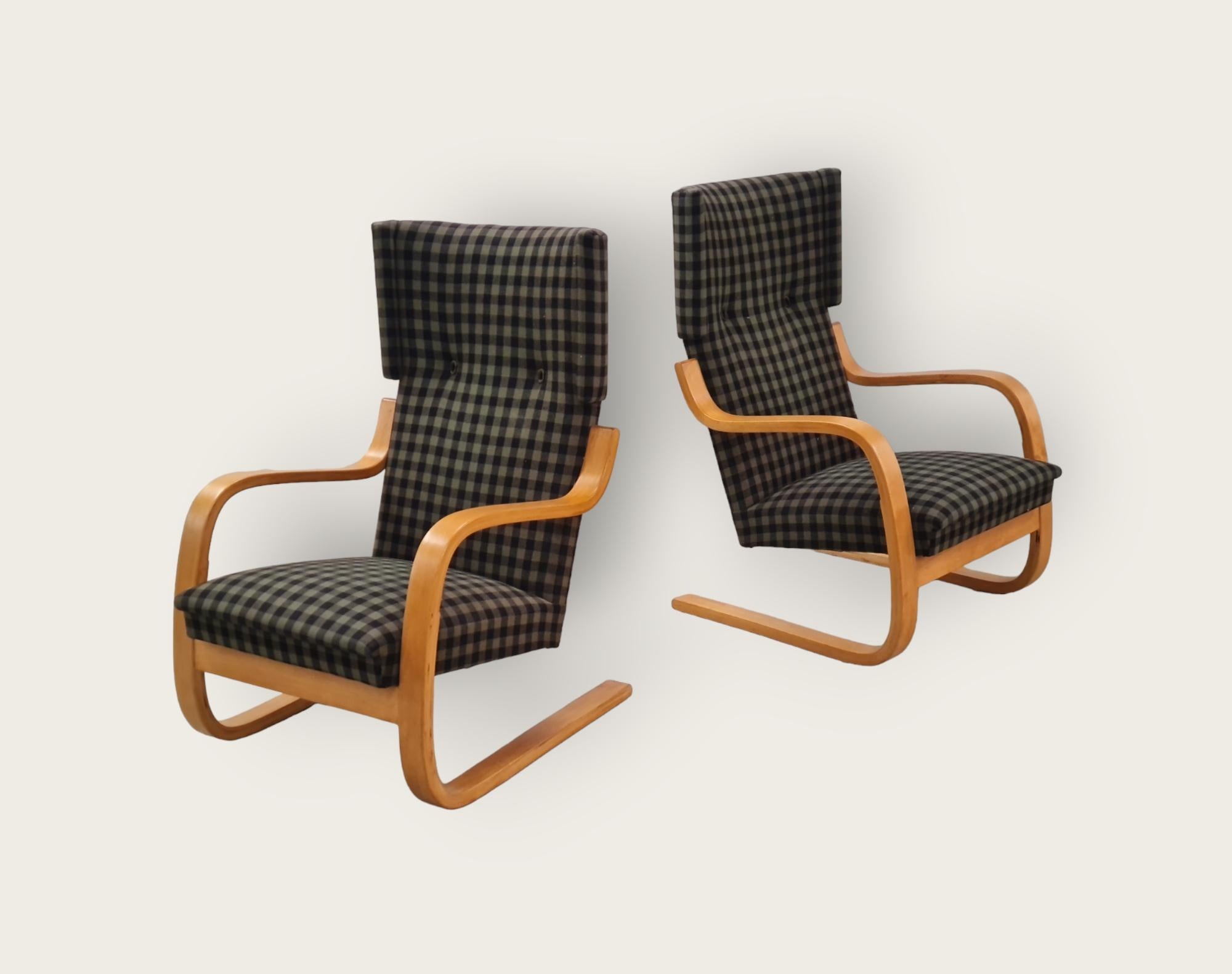 Paire de fauteuils luge Artek modèle 401, Alvar Aalto+Aalto, années 1950 en vente 7