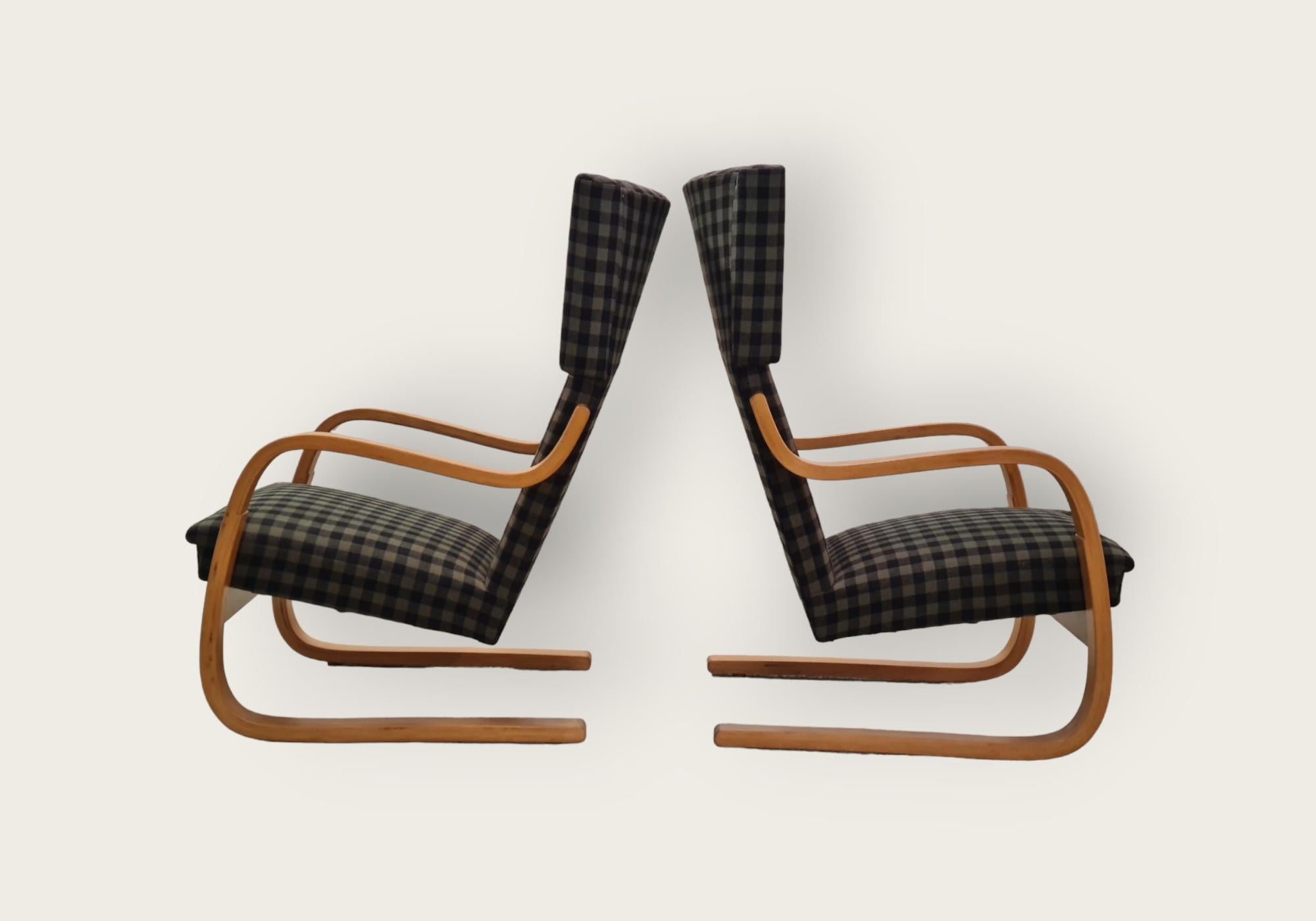 Paire de fauteuils luge Artek modèle 401, Alvar Aalto+Aalto, années 1950 Bon état - En vente à Helsinki, FI