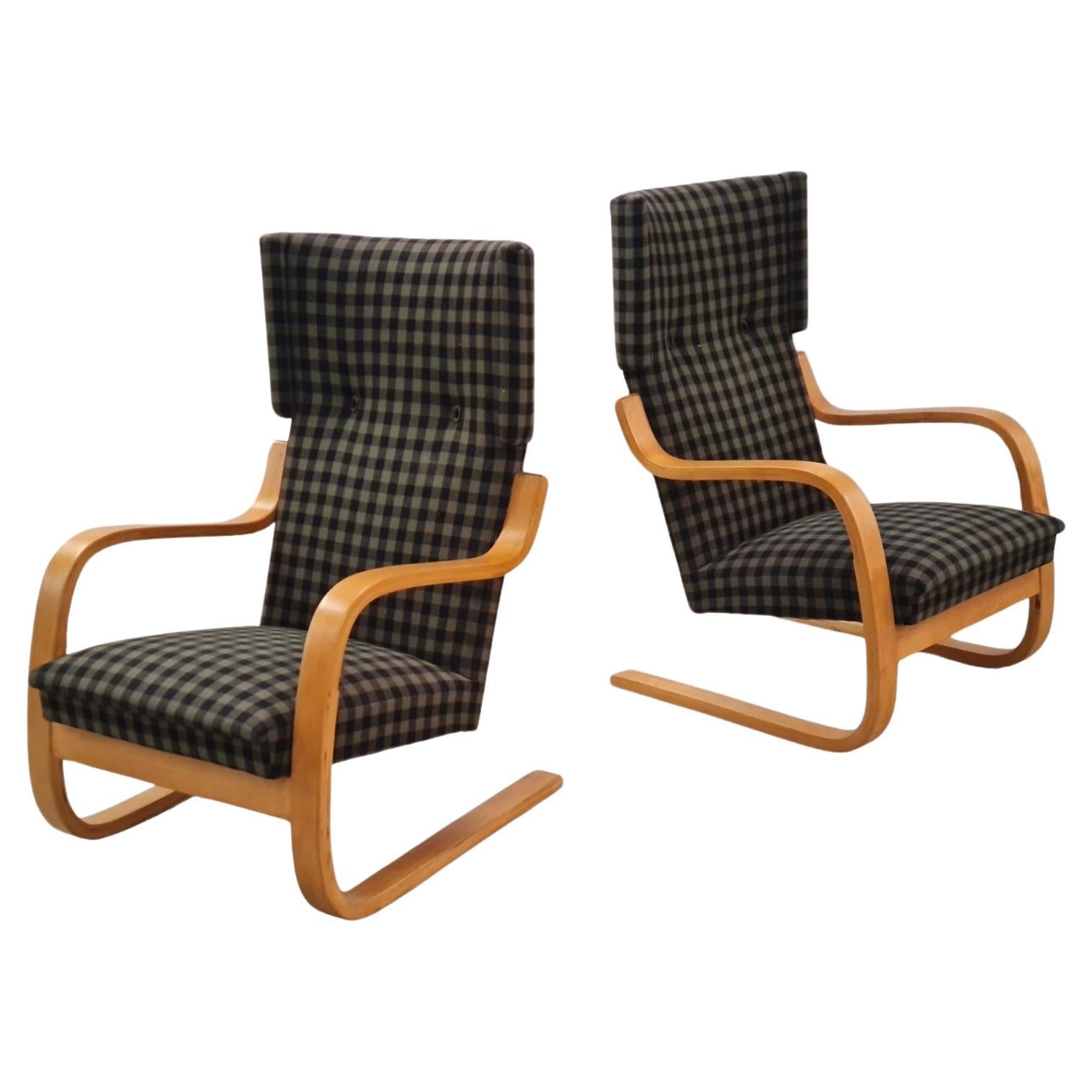 Paire de fauteuils luge Artek modèle 401, Alvar Aalto+Aalto, années 1950 en vente
