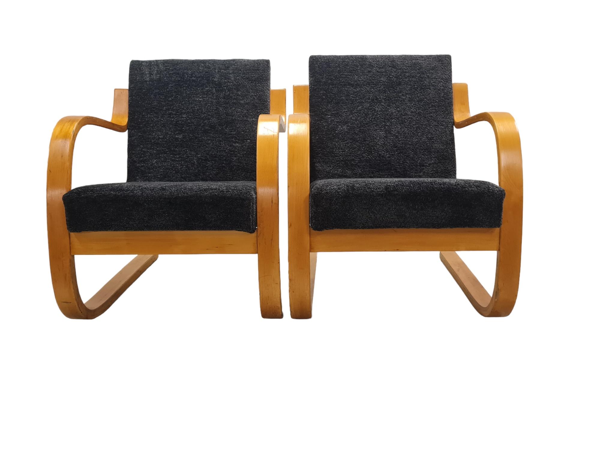 Finlandais Paire de fauteuils luge Artek modèle 402, 1950, Alvar Aalto+Aalto en vente