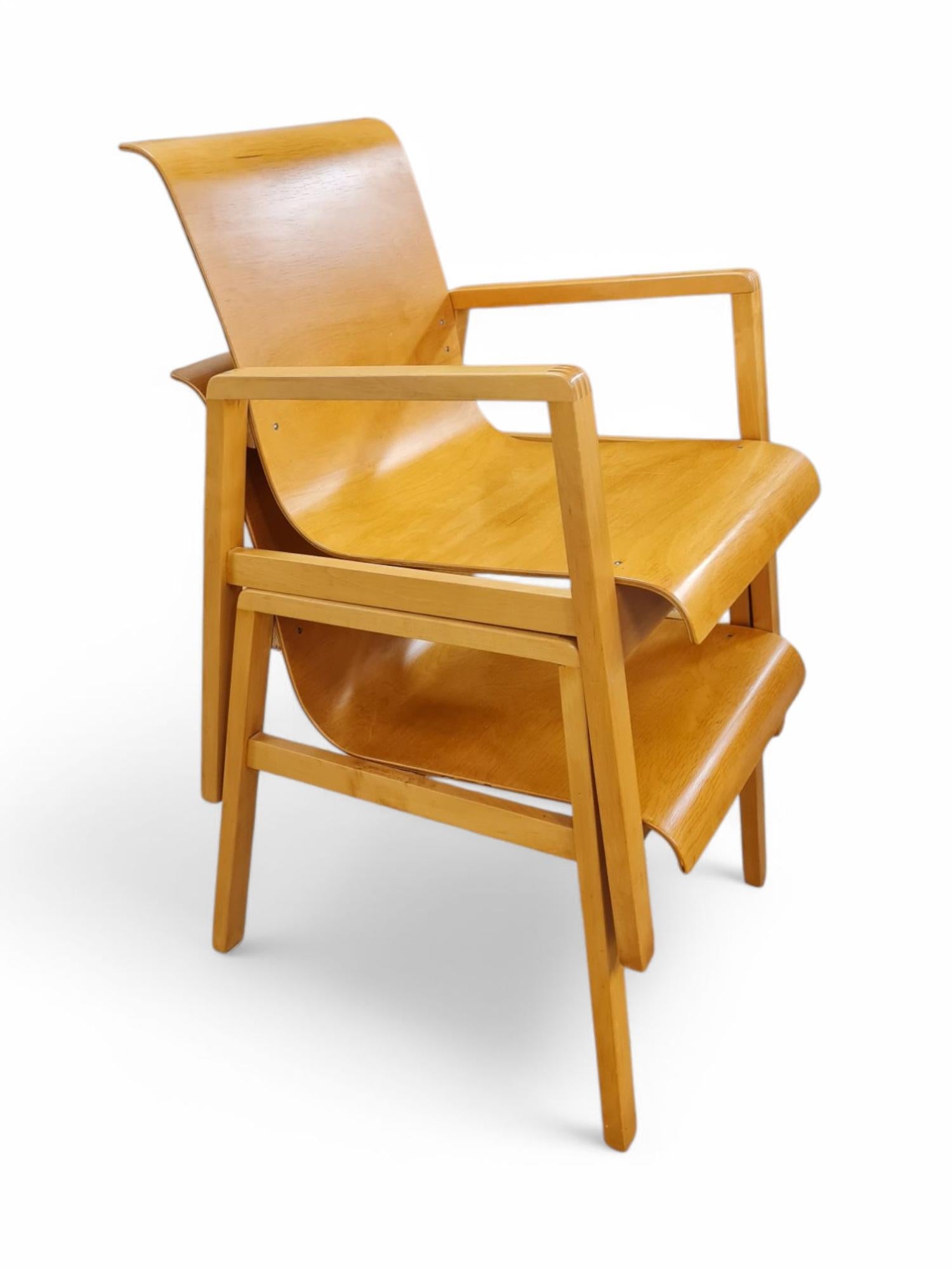 Alvar Aalto Flursesselpaar Modell 403 in Honey Birke, Artek 1950er Jahre im Angebot 3