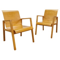 Alvar Aalto Pair of Hallway Armchairs Model 403 in Honey Birch, Artek 1950s