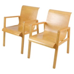 Alvar Aalto Pareja de sillones de recibidor Model 403 en abedul miel, Artek Años 50