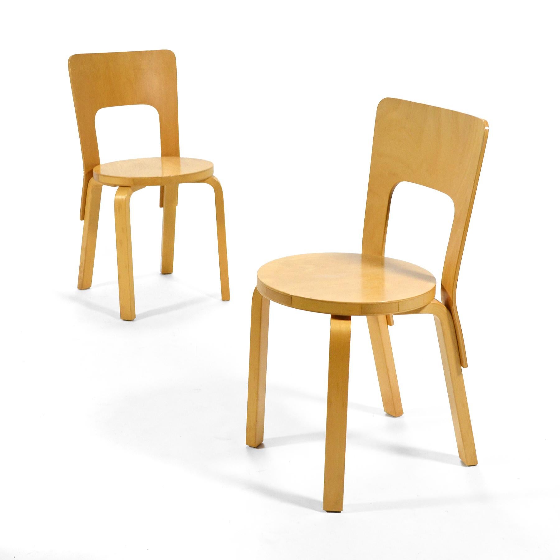 Mid-20th Century Alvar Aalto Pair of Model 66 Chairs