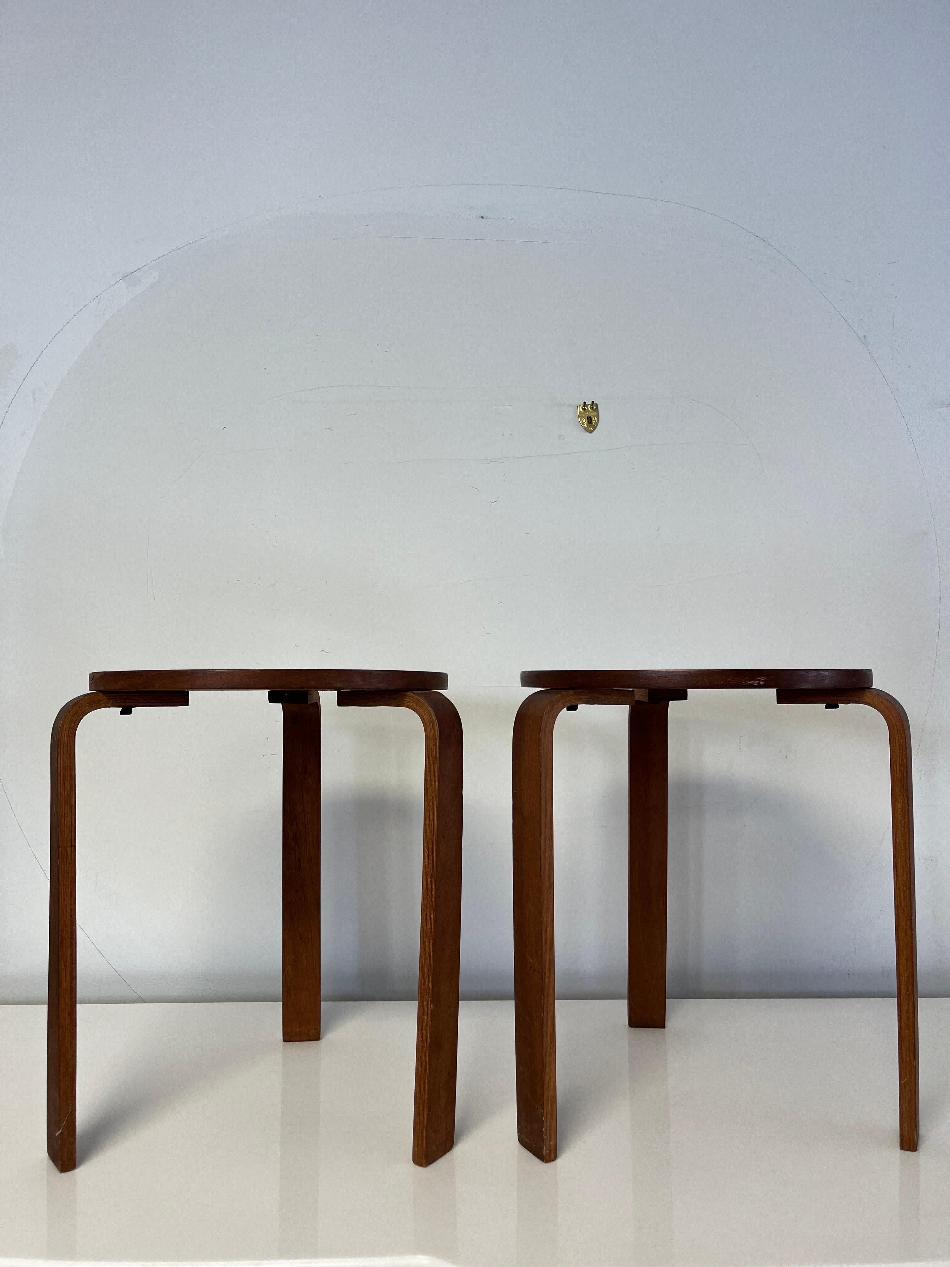 Alvar Aalto
Model 60 stool, designed 1933.
Walnut veneere.
Un-restored condition with various marks and minor chips. Structurally sound.
Curbside to NYC/Philly $450