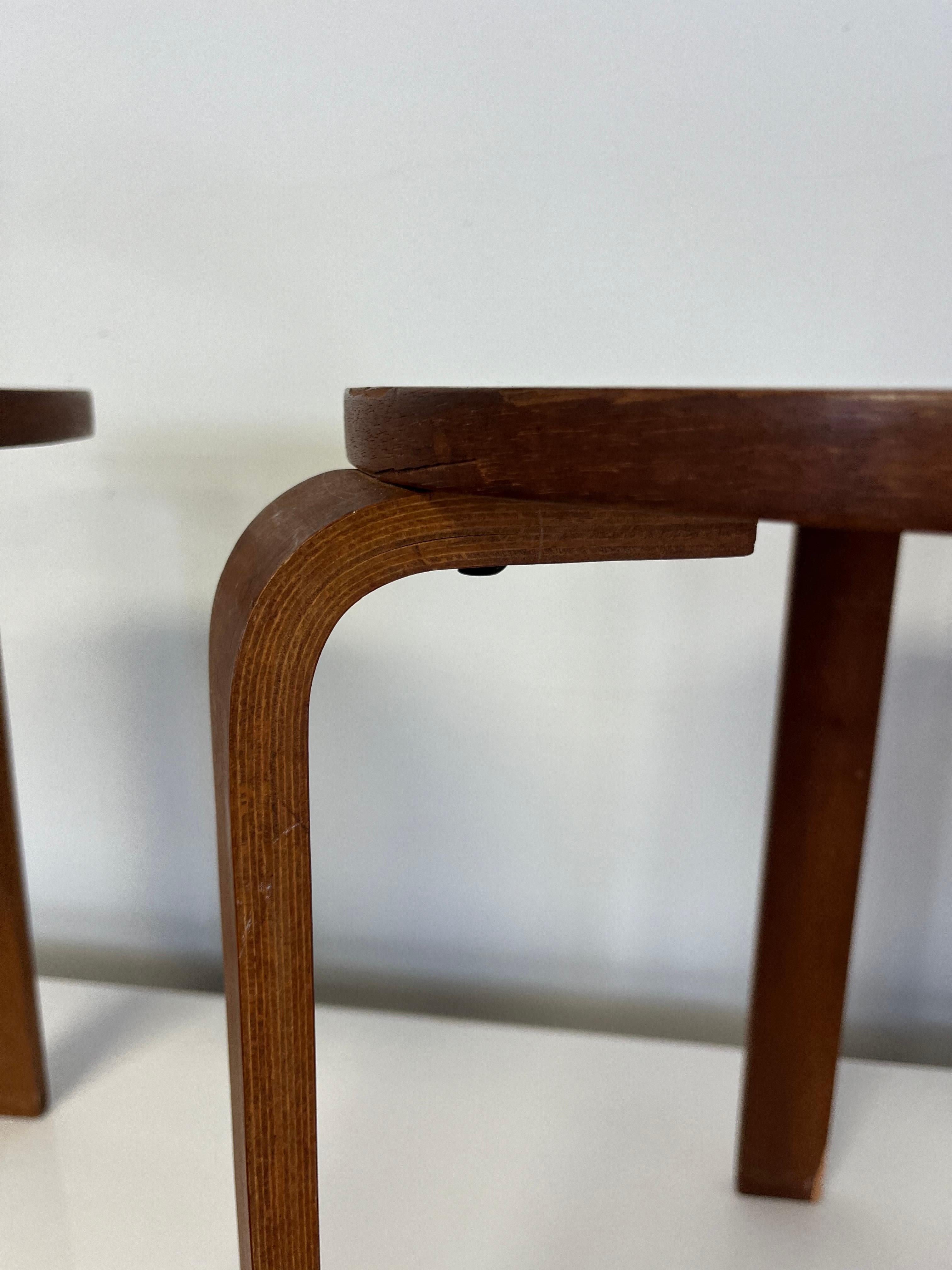 Unknown Alvar Aalto, Pair of Stacking Stools Model 60, Designed, 1933 For Sale
