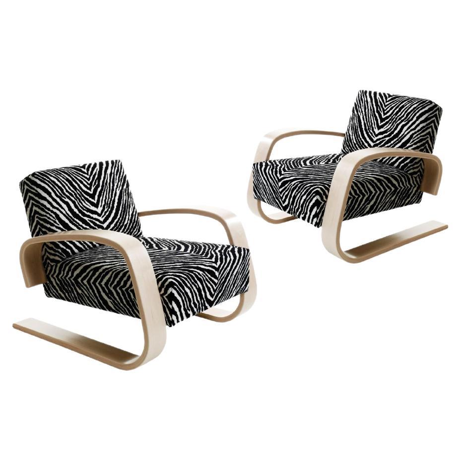 Alvar Aalto Pair of ‘Tank’ 1936 Armchairs in Zebra for Artek For Sale