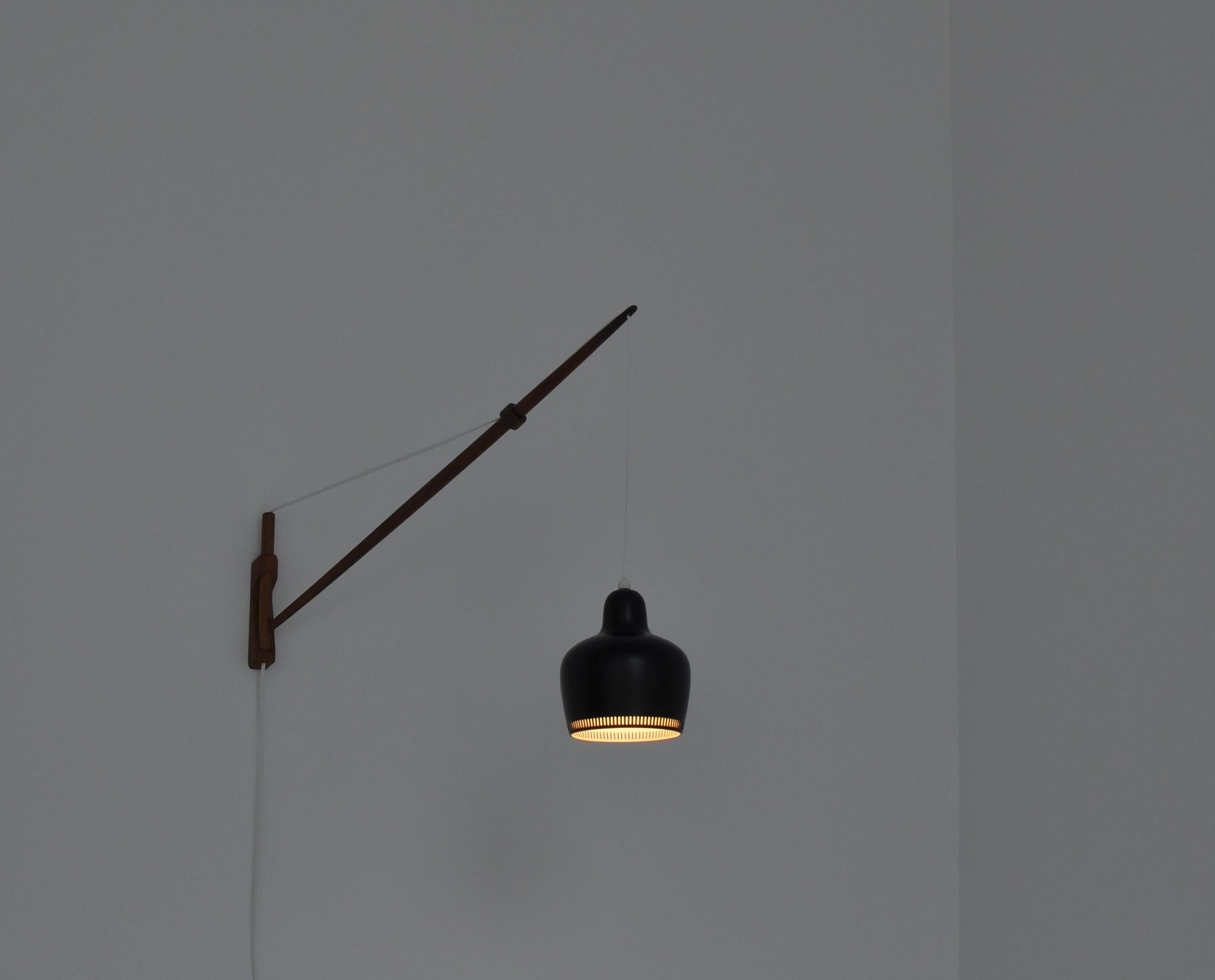 Patinated Alvar Aalto Pendant Wall Lamp, Louis Poulsen, 1960s Scandinavian Modern