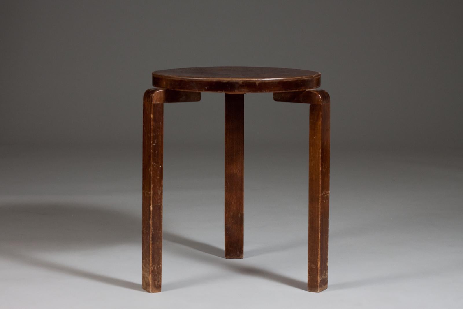 Alvar Aalto, Rare Original 1940's Stool 60 with War Time Legs at 1stDibs
