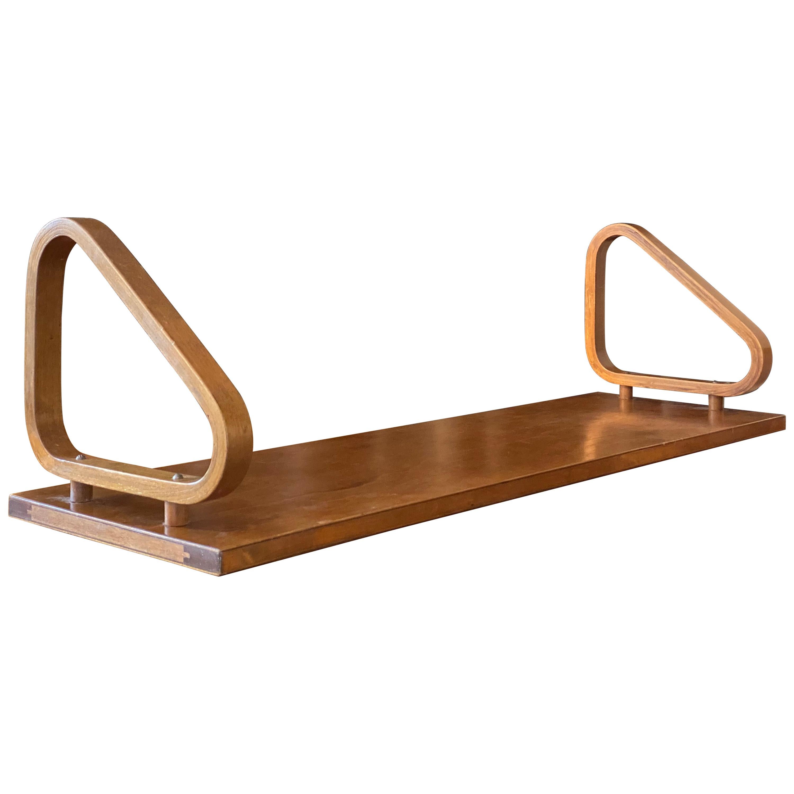 Alvar Aalto, Rare Wall Shelf, Stained Bentwood Birch, for Artek, Finland, 1950s