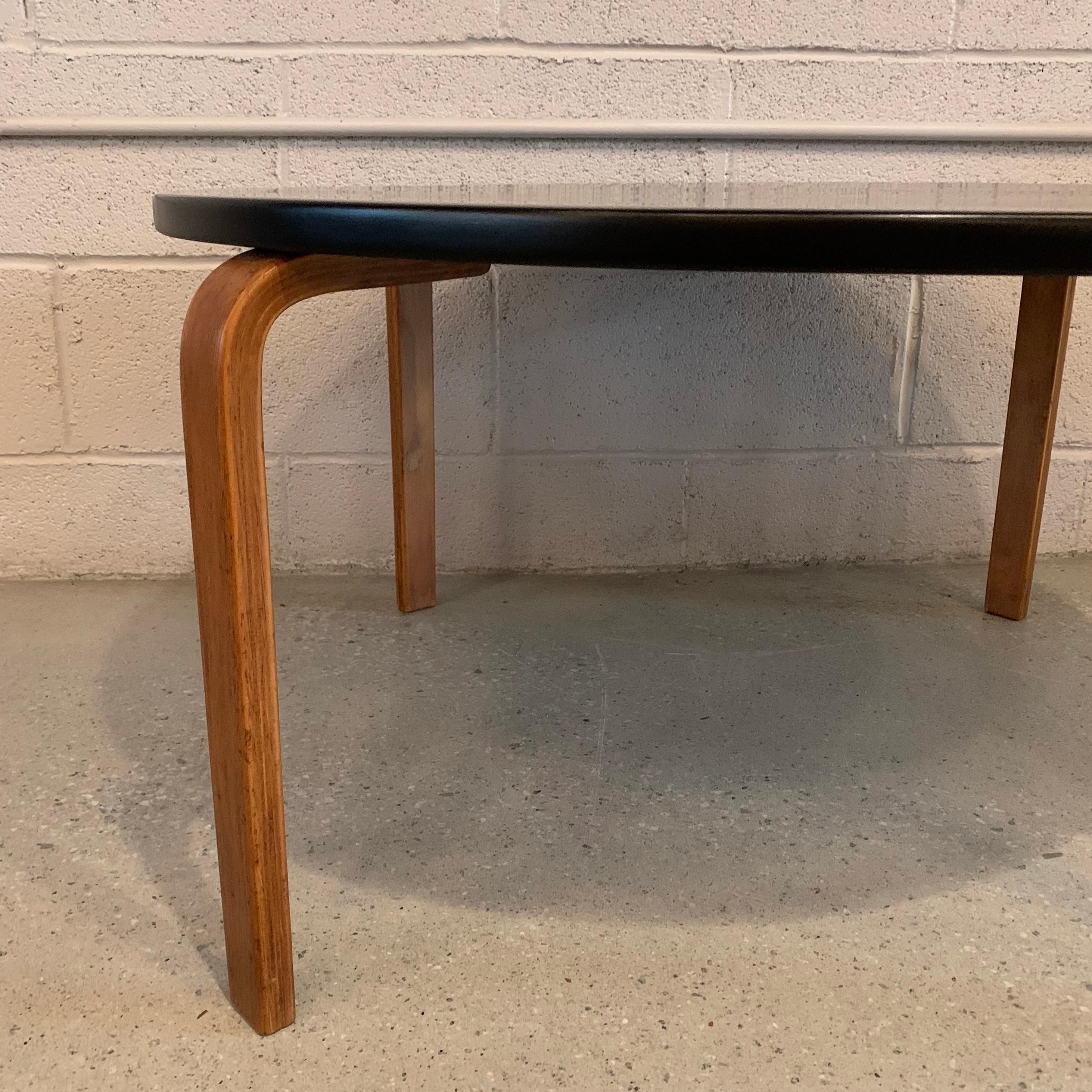 Mid-Century Modern Alvar Aalto Round Bentwood Coffee Table