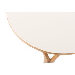 Scandinavian Modern Round Dinette Table with Birch Frame & White Laminate Top