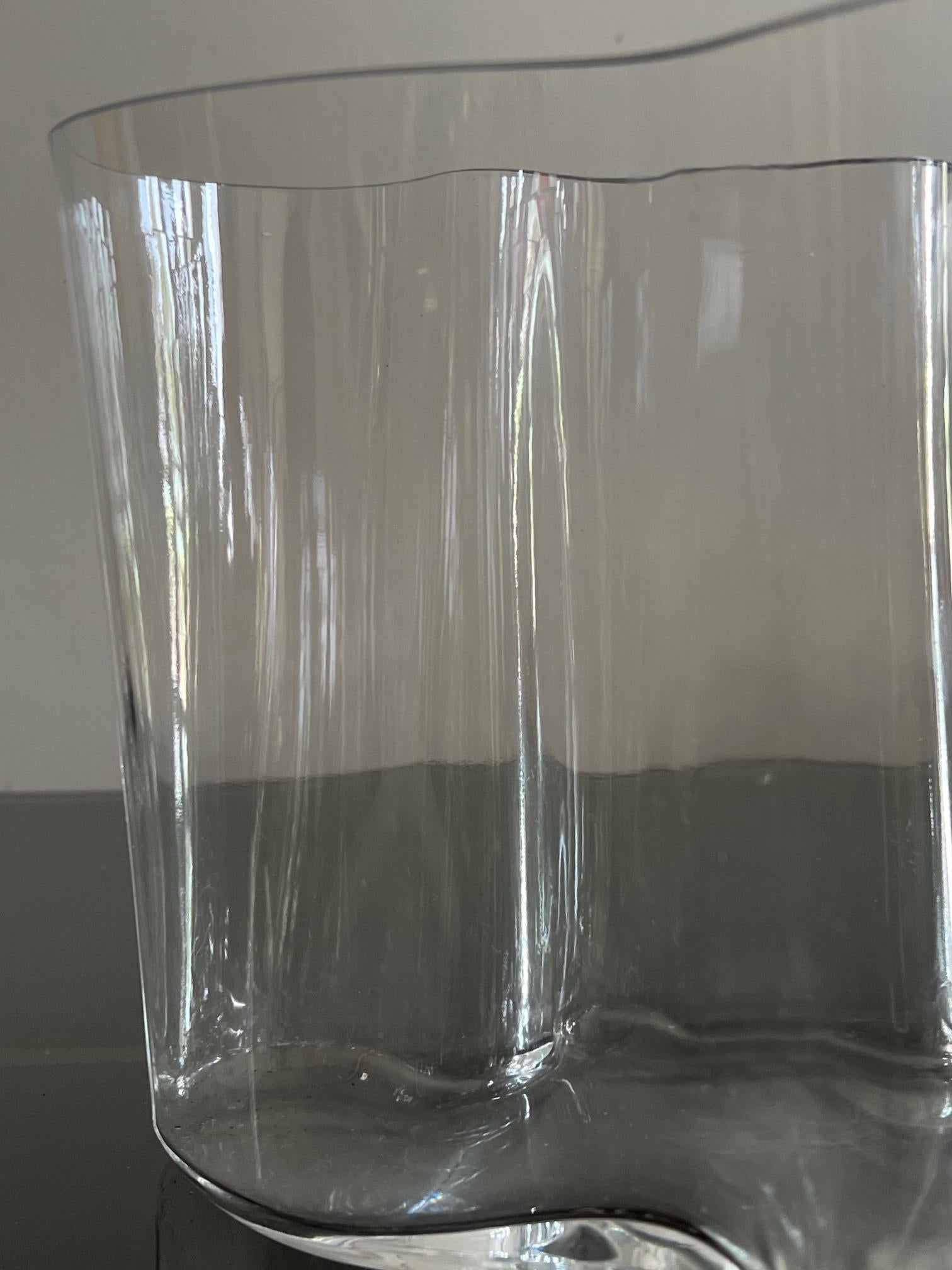 Mid-20th Century Alvar Aalto Savoy Vintage Hand Signed Clear Glass Vase 3030