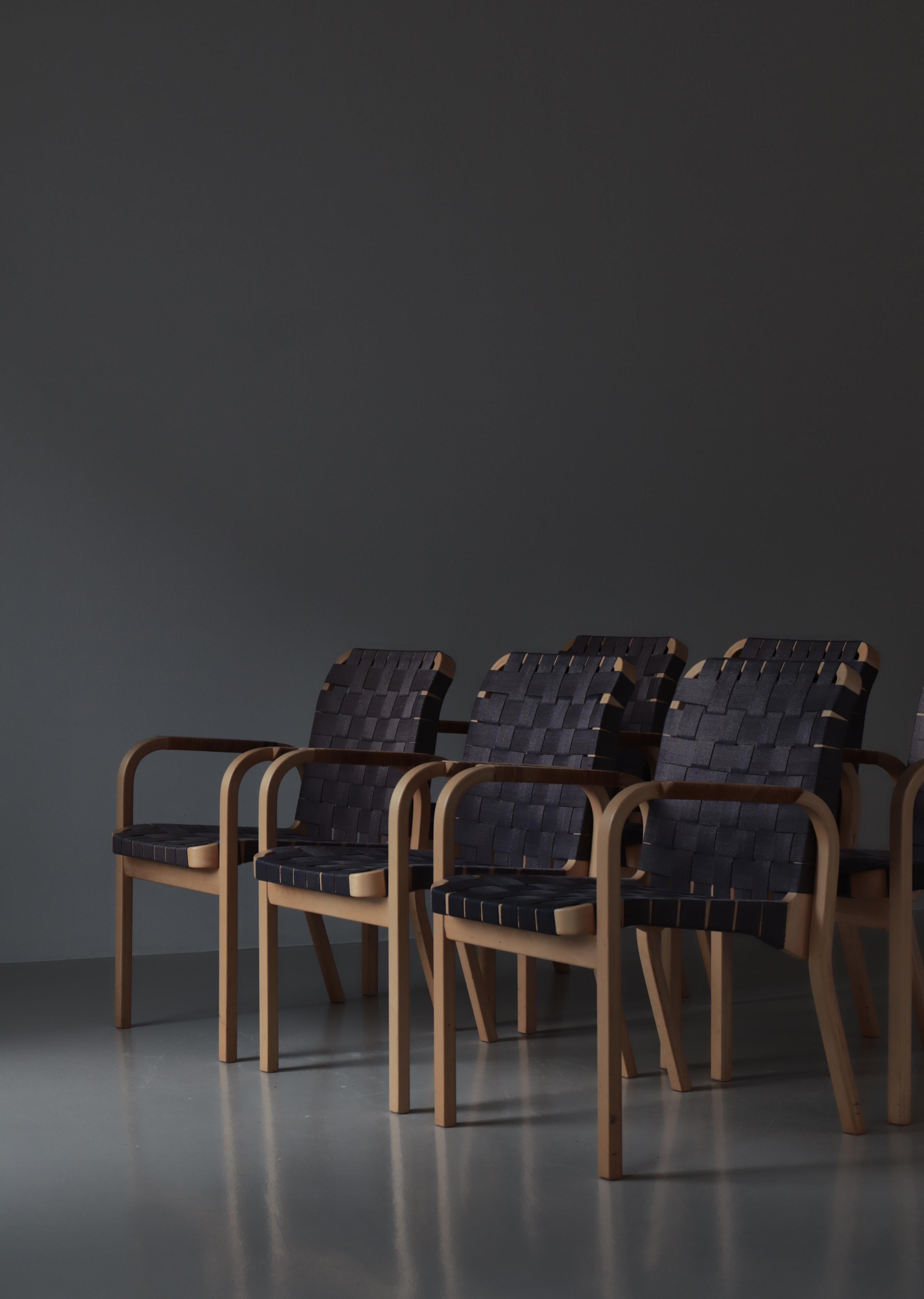 Alvar Aalto, fauteuil moderne scandinave modèle 45, sangles en bouleau et lin, 1970 en vente 7