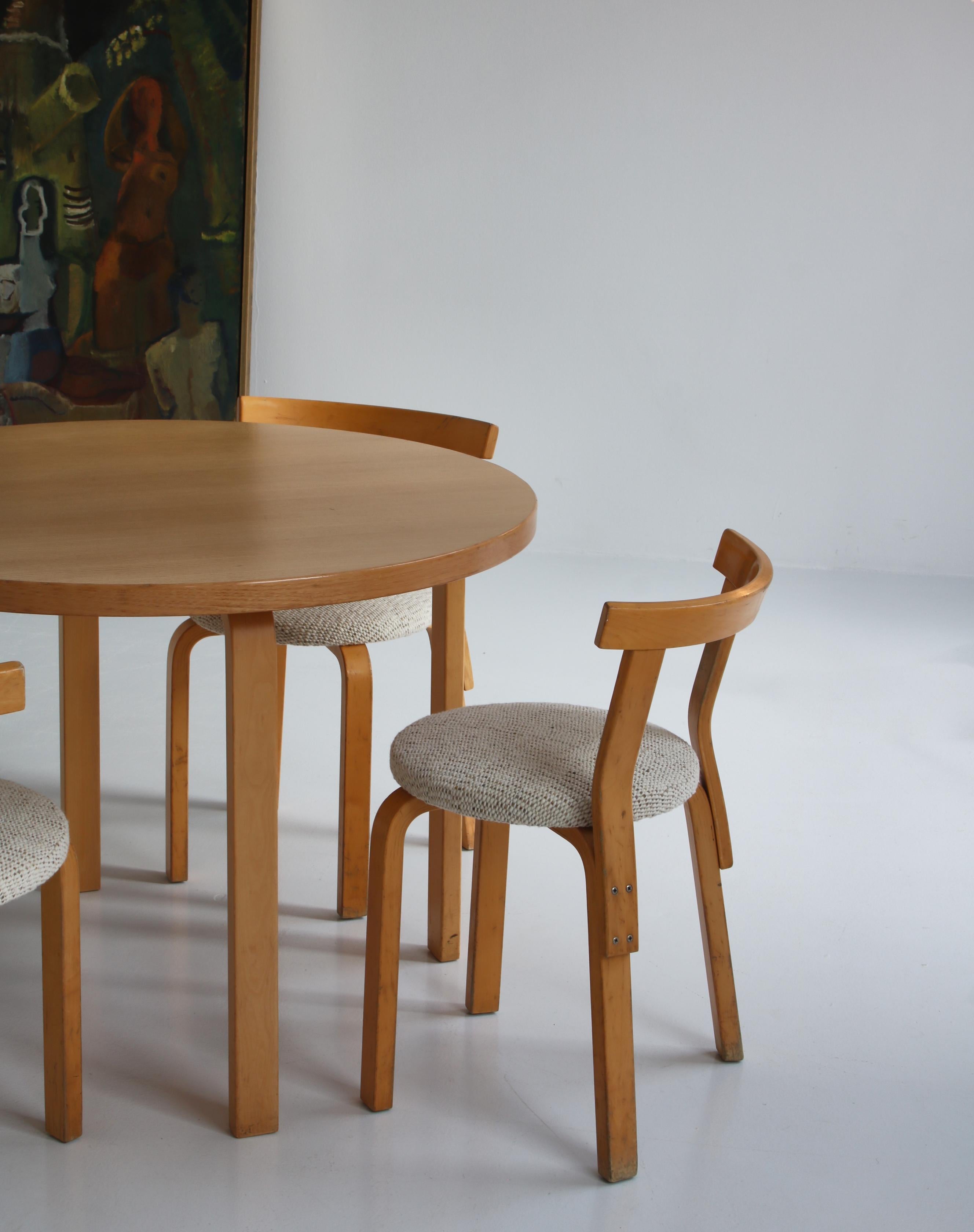 Set of 4 Alvar Aalto chairs model 68 in Birch by Artek, 1970s, Finland 9