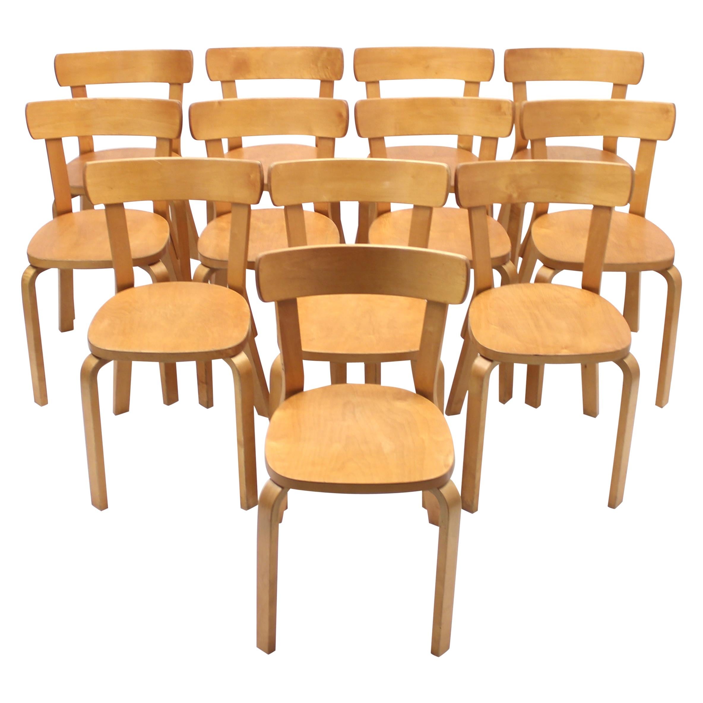 Alvar Aalto, Set of 12 Chairs, Model 69, for Artek Hedemora, circa 1950