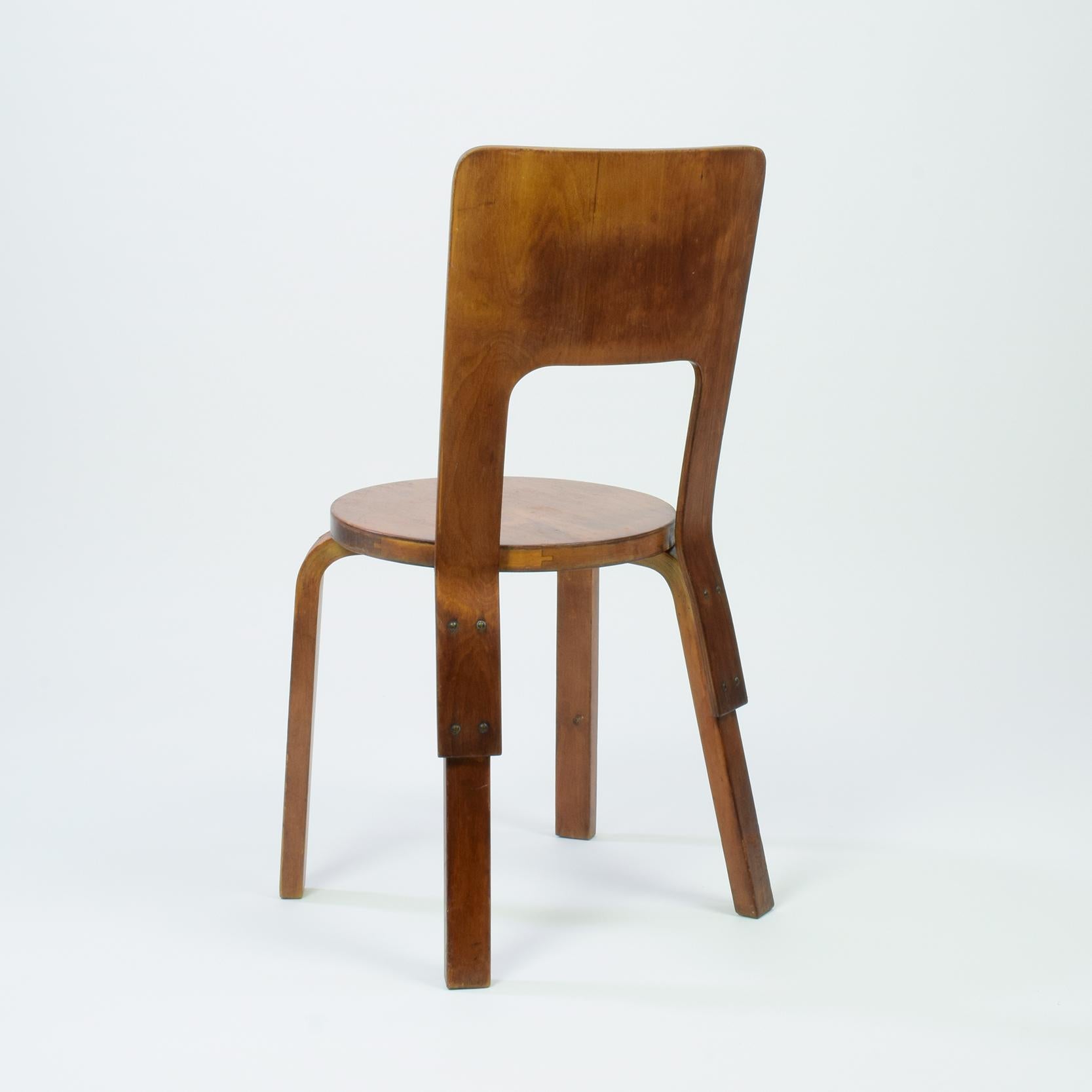 Birch Alvar Aalto, Set of 3 Model 66 Chairs, 1933, Original Early Production