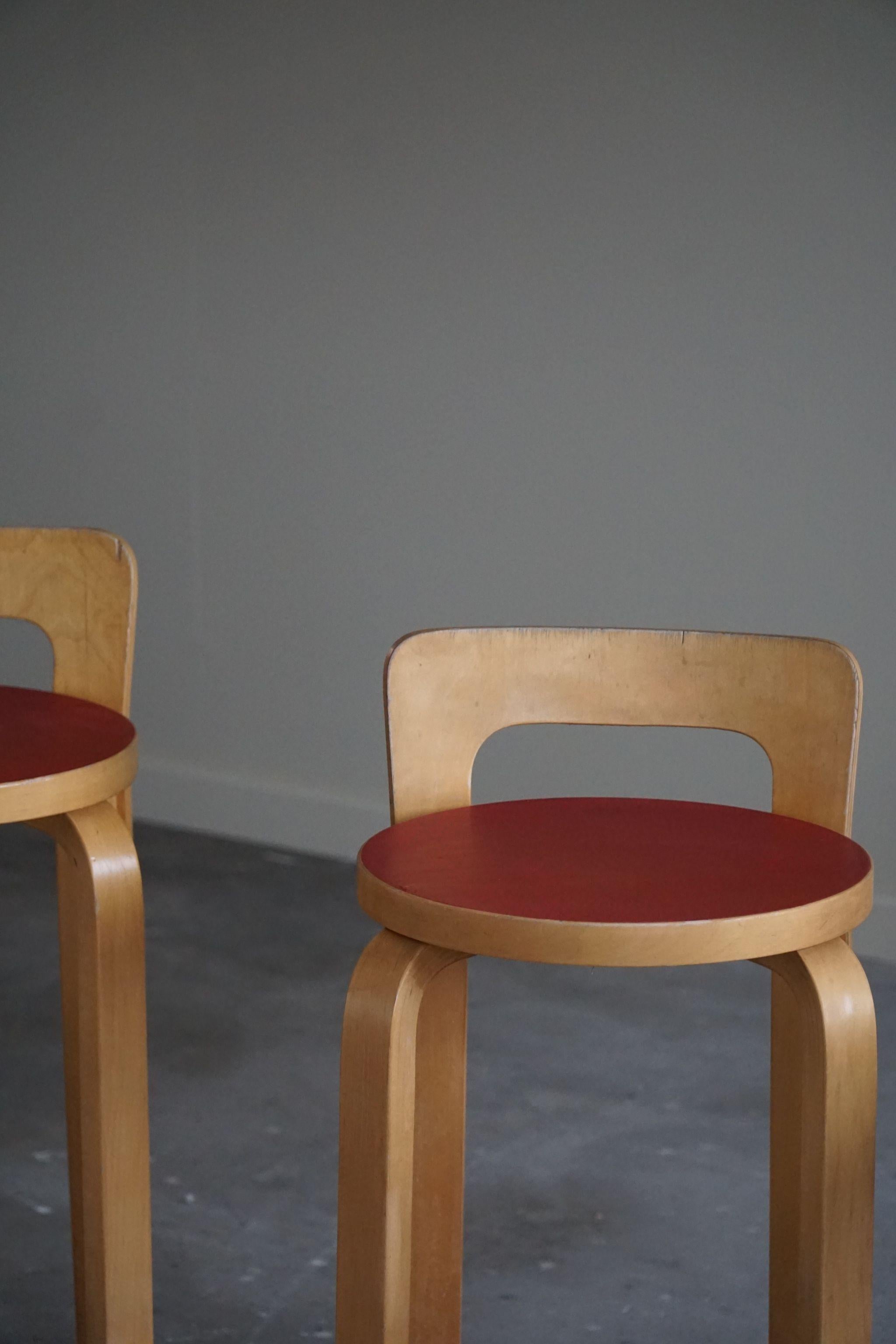 Alvar Aalto, Set of 4 Vintage Bar Stools, Model 