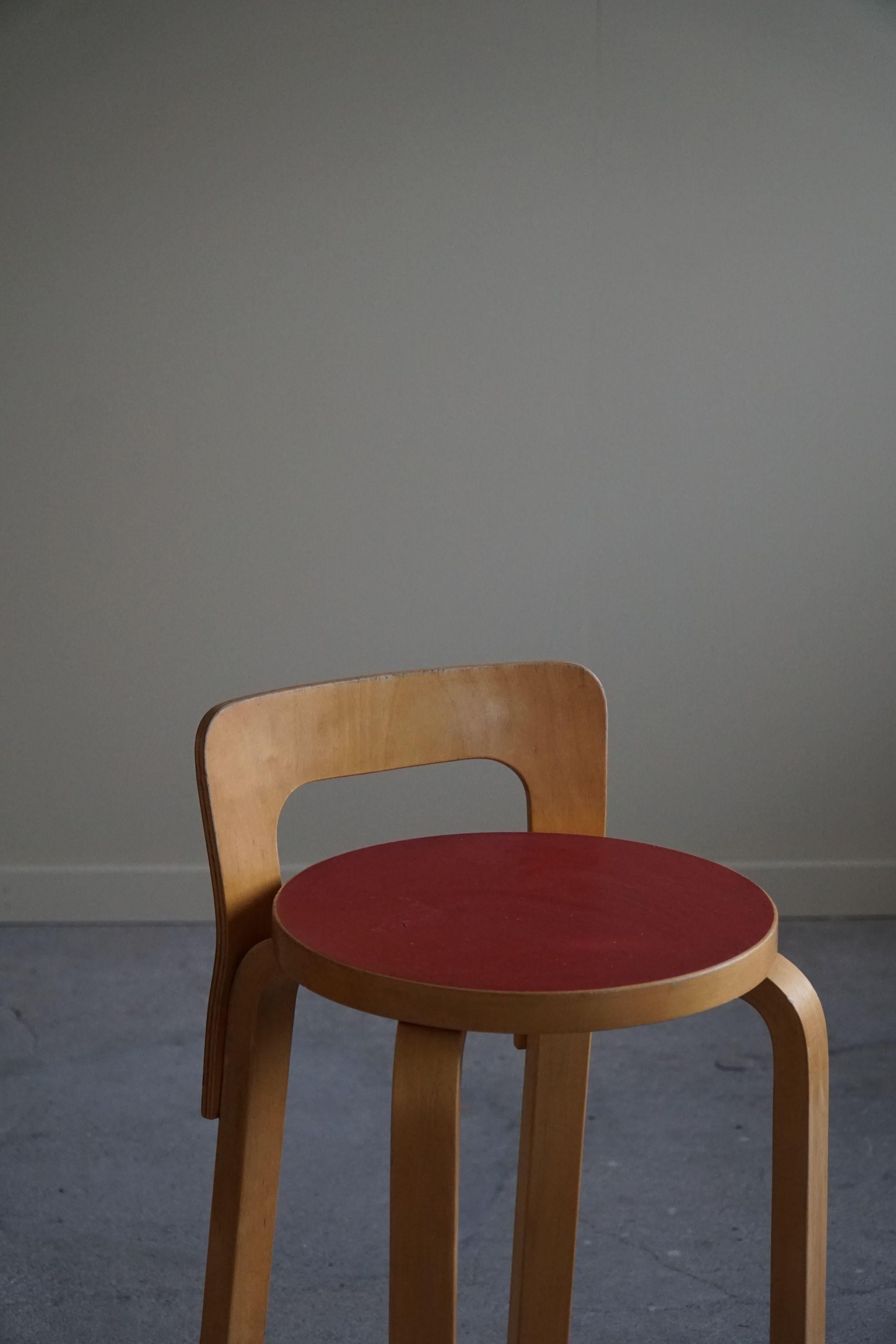 Mid-Century Modern Alvar Aalto, Set of 4 Vintage Bar Stools, Model 